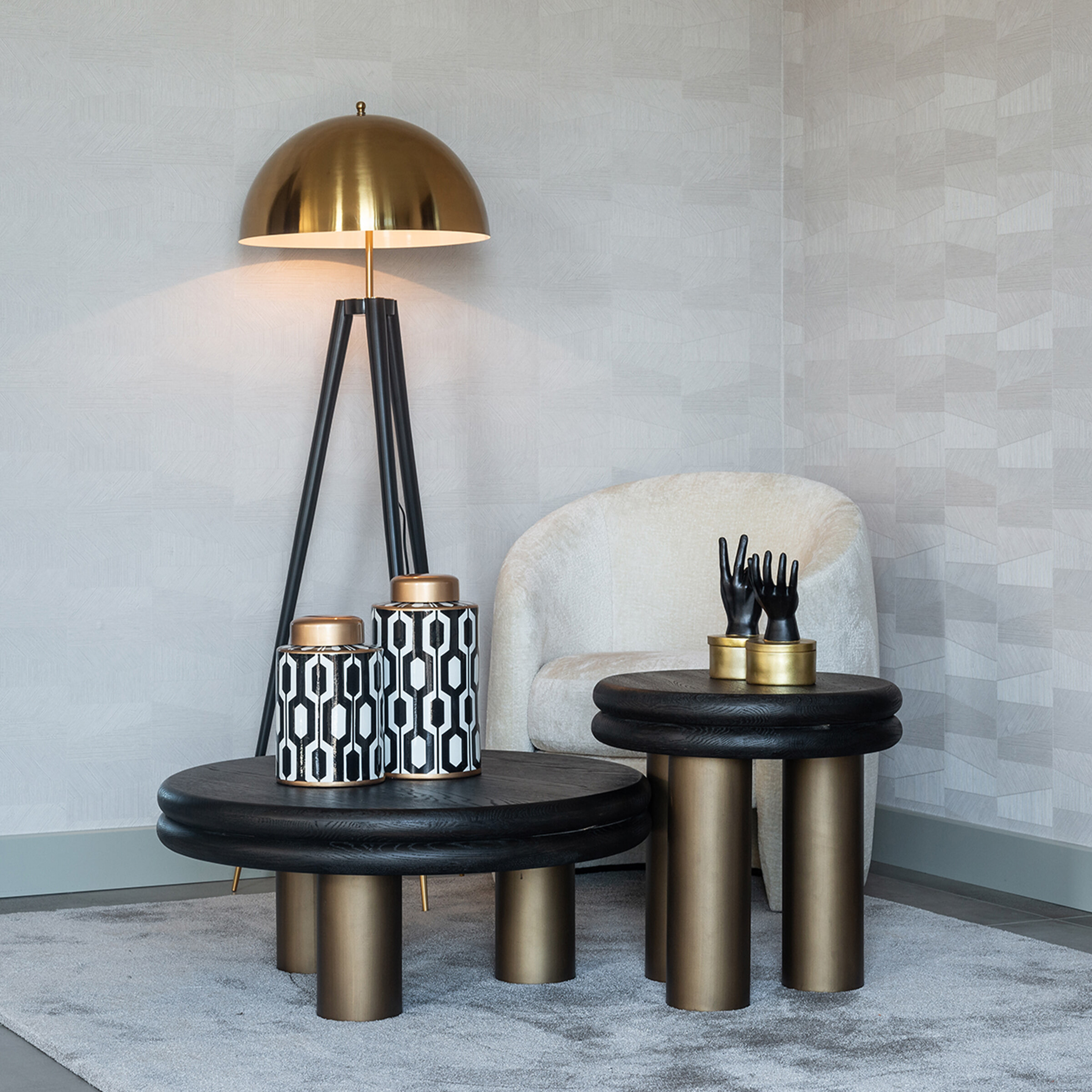 Richmond Salontafel 'Macaron' Eikenhout en metaal, 80cm