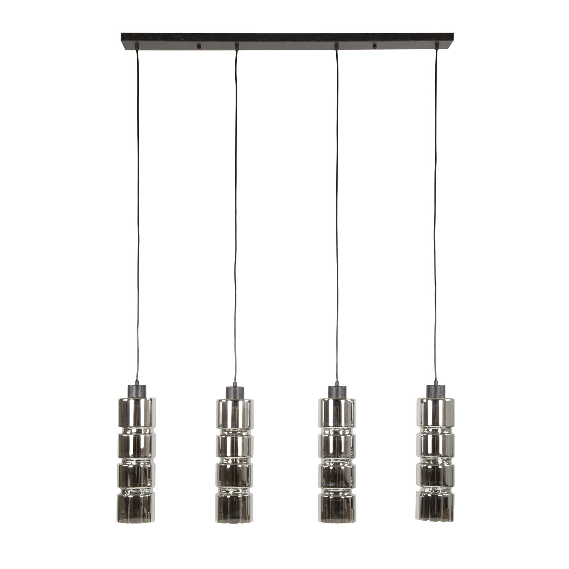 LifestyleFurn Hanglamp 'Kamee' 4-lamps, kleur Artic Black
