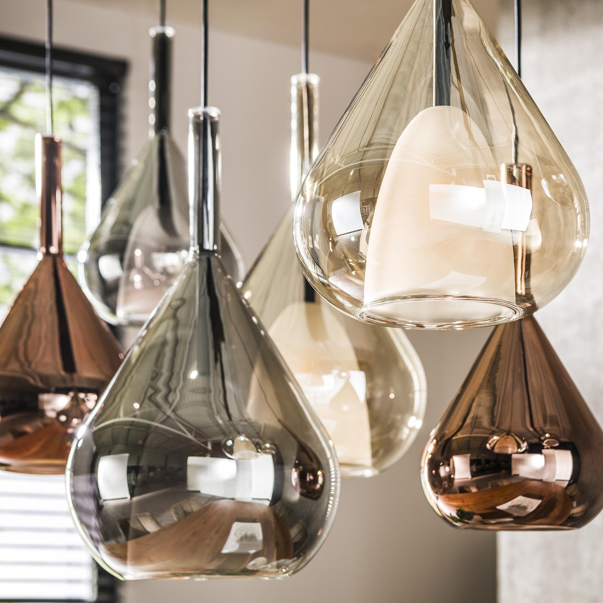 LifestyleFurn Hanglamp 'Cristine' Glas, 4+3-lamps