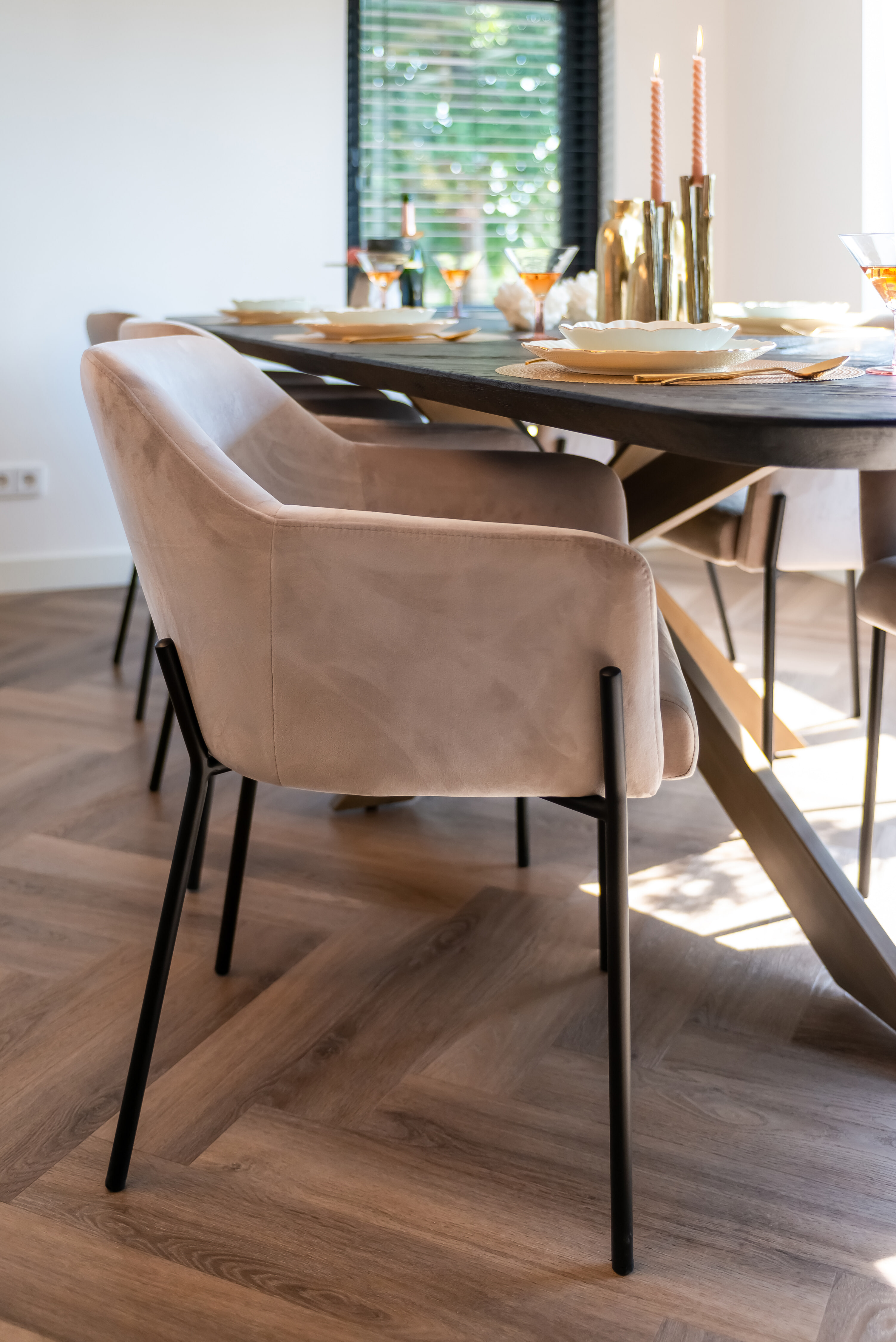 Richmond Eetkamerstoel 'Fay' Velvet, kleur Khaki 