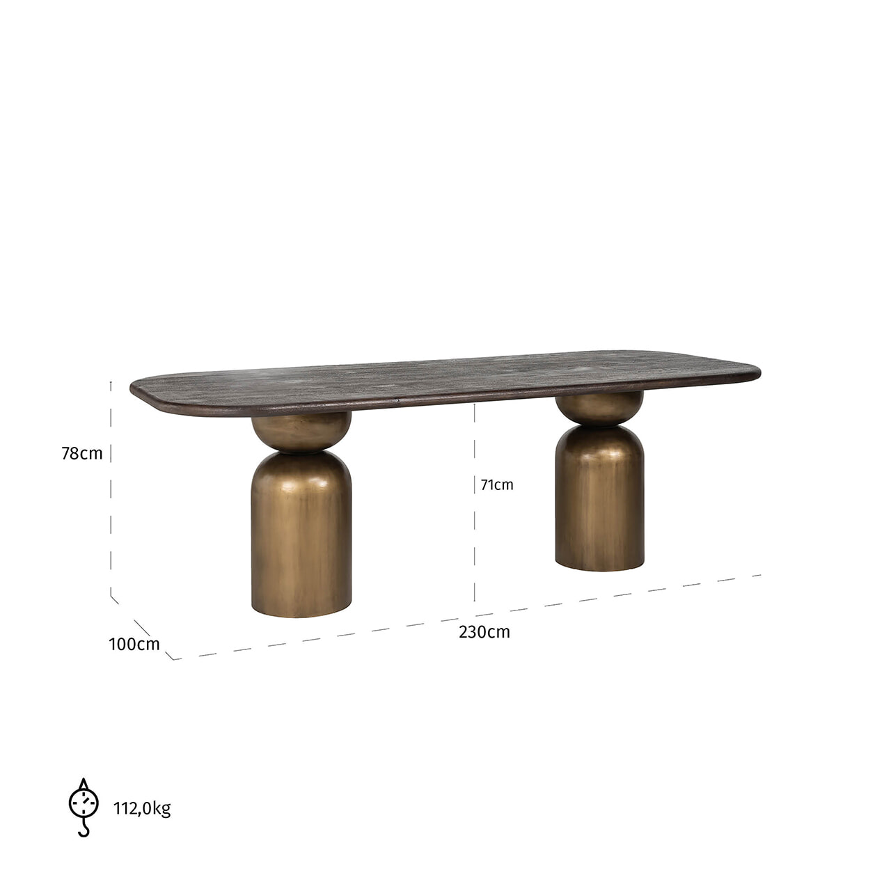 Richmond Eettafel 'Cavo' Acaciahout, 230 x 100cm