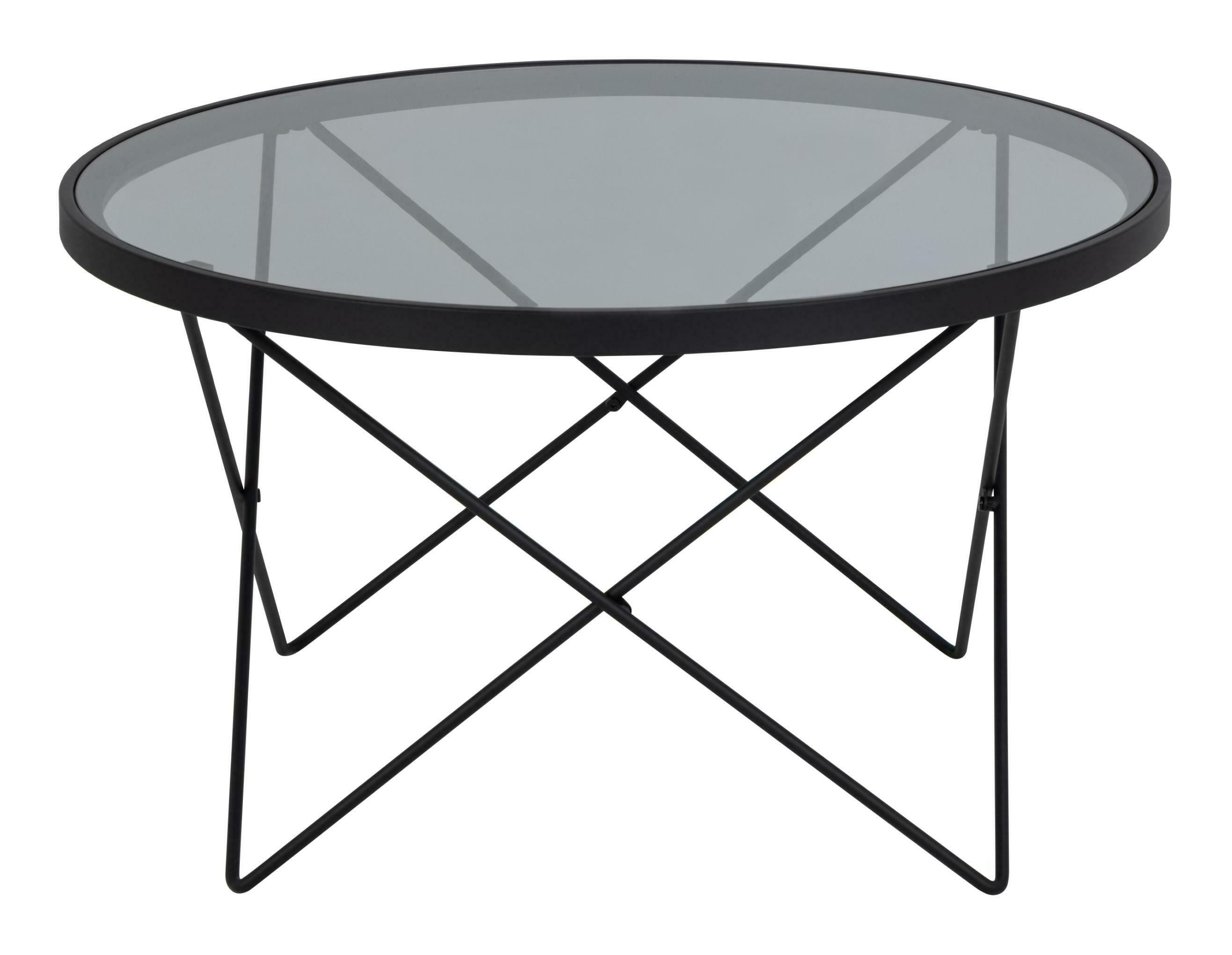 Bendt Ronde Salontafel 'Kira' Glas 80cm, kleur zwart