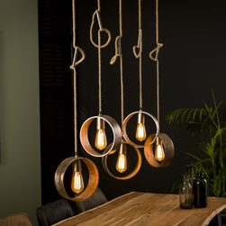 Hanglamp 'Kristi' 5-lamps, kleur Antiek Nikkel