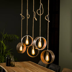Hanglamp 'Kristi' 5-lamps, kleur Antiek Nikkel