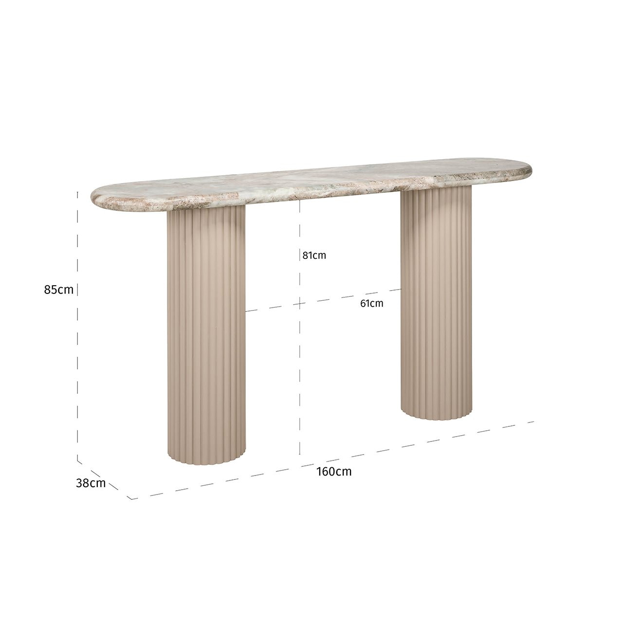 Richmond Ovale Sidetable 'Coronel' Marmer, 160cm