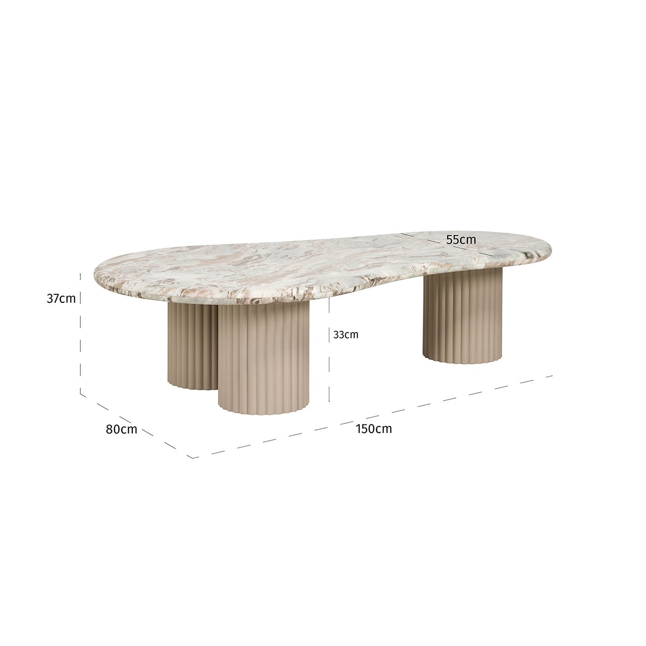 Richmond Organische Salontafel 'Coronel' Marmer, 150 x 80cm