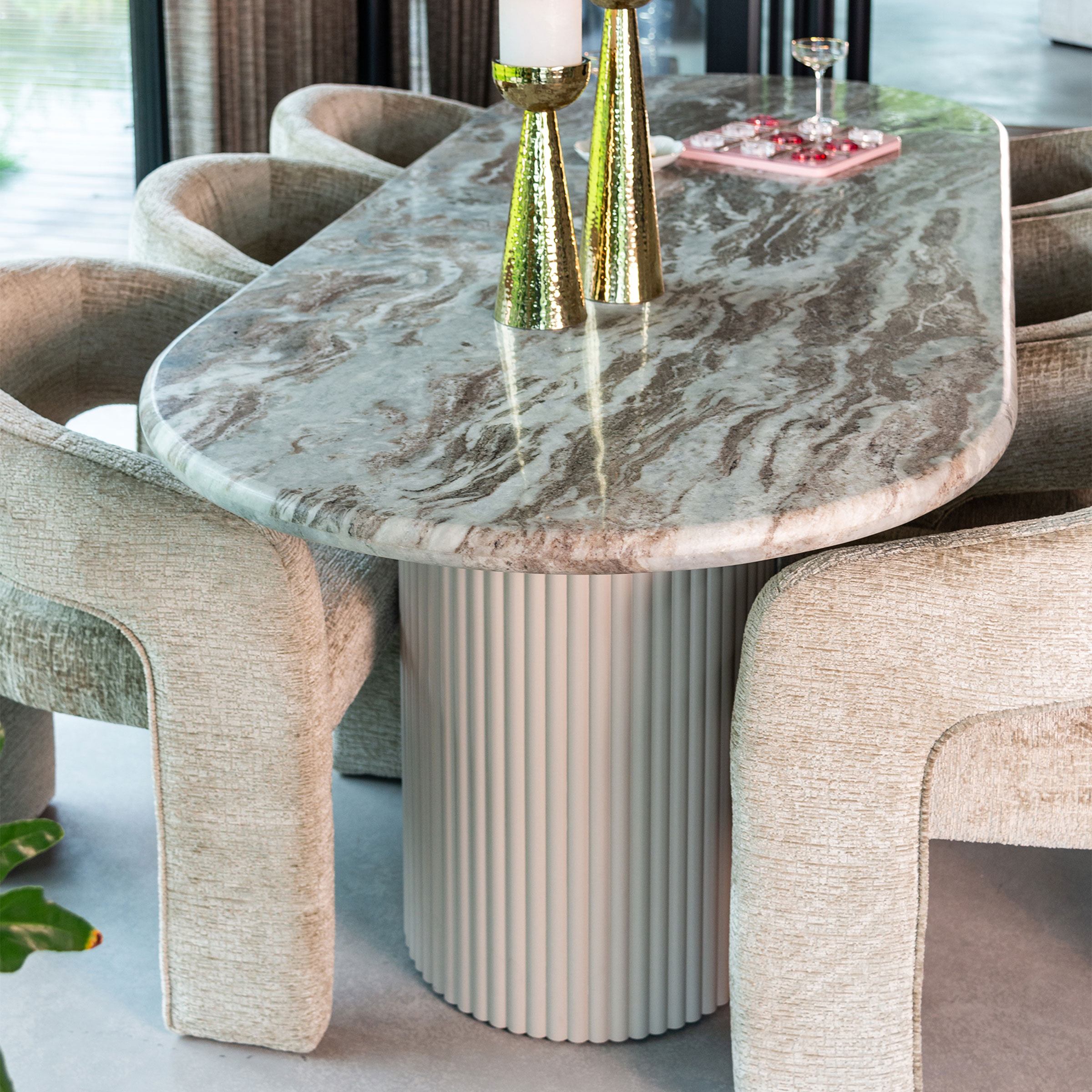 Richmond Ovale Eettafel Coronel Marmer, 240 x 100cm - Beige - Ovaal