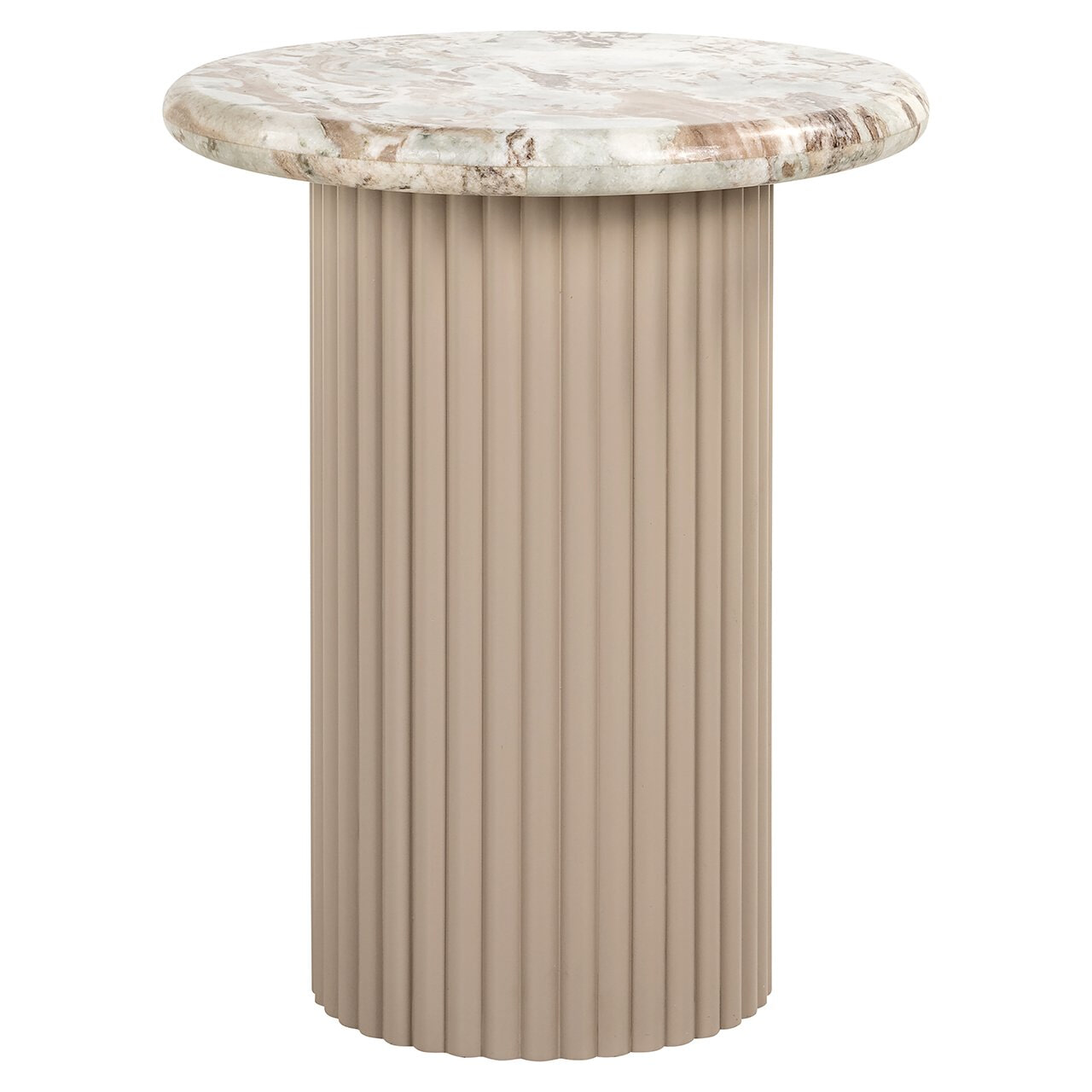 Richmond Interiors Richmond Ronde Bijzettafel Coronel Marmer, 50cm - Beige