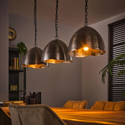 LifestyleFurn Hanglamp 'Gianfranco' 3-lamps, kleur Zwart Nikkel