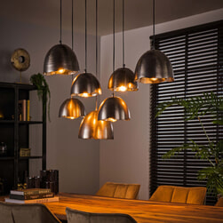 LifestyleFurn Hanglamp 'Gianfranco' 7-lamps, kleur Zwart Nikkel