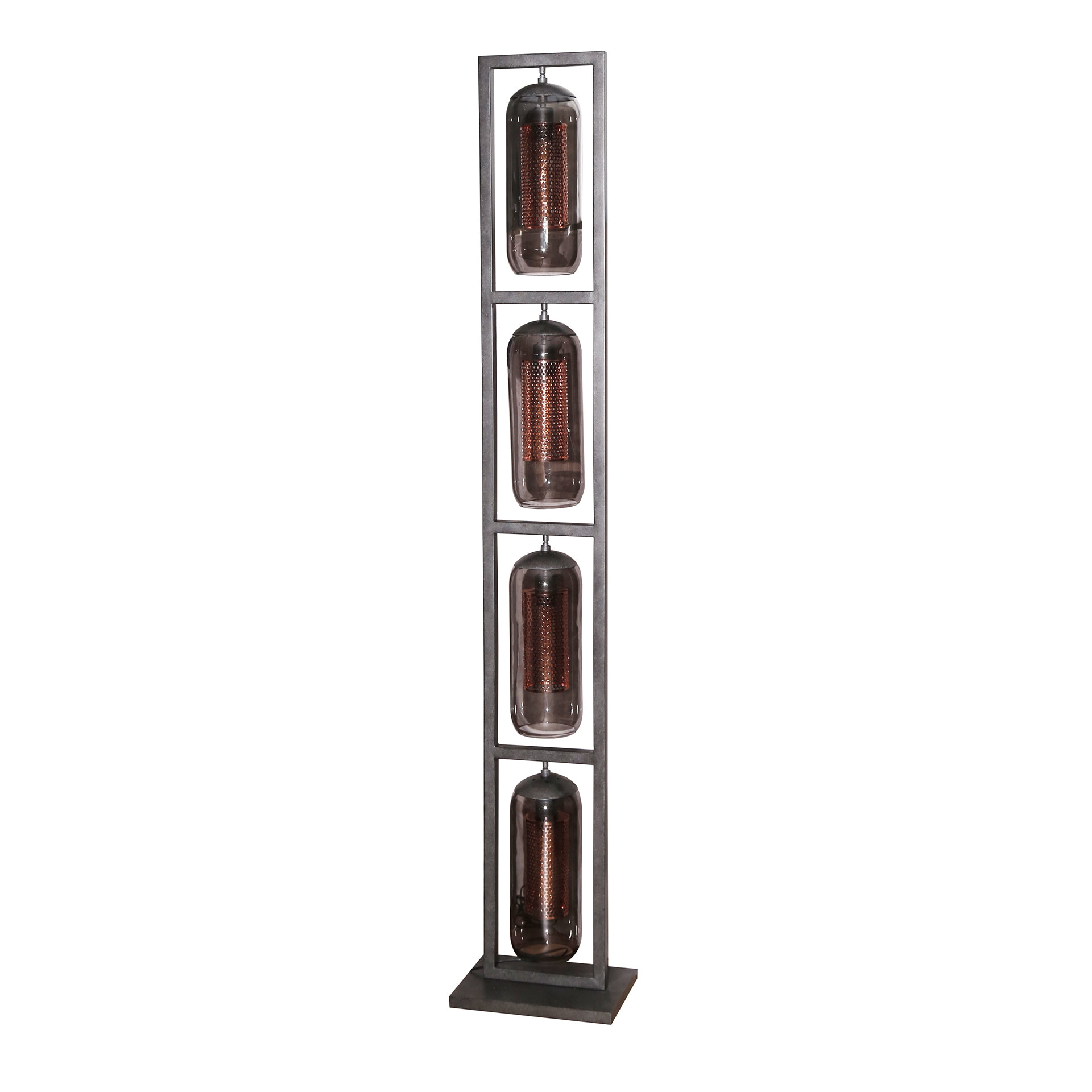 LifestyleFurn Vloerlamp 'Jaida' 4-lamps, smoke-glas