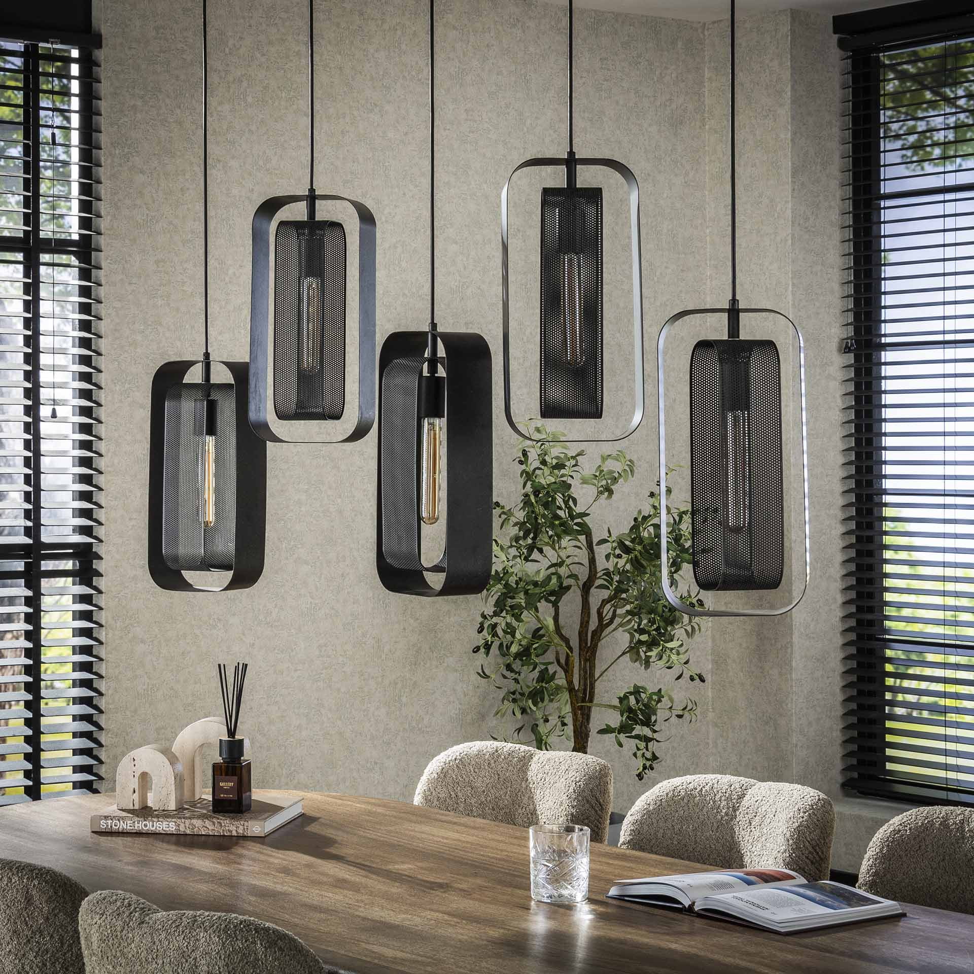 LifestyleFurn Hanglamp 'Allyse' 5-lamps, kleur Artic Zwart