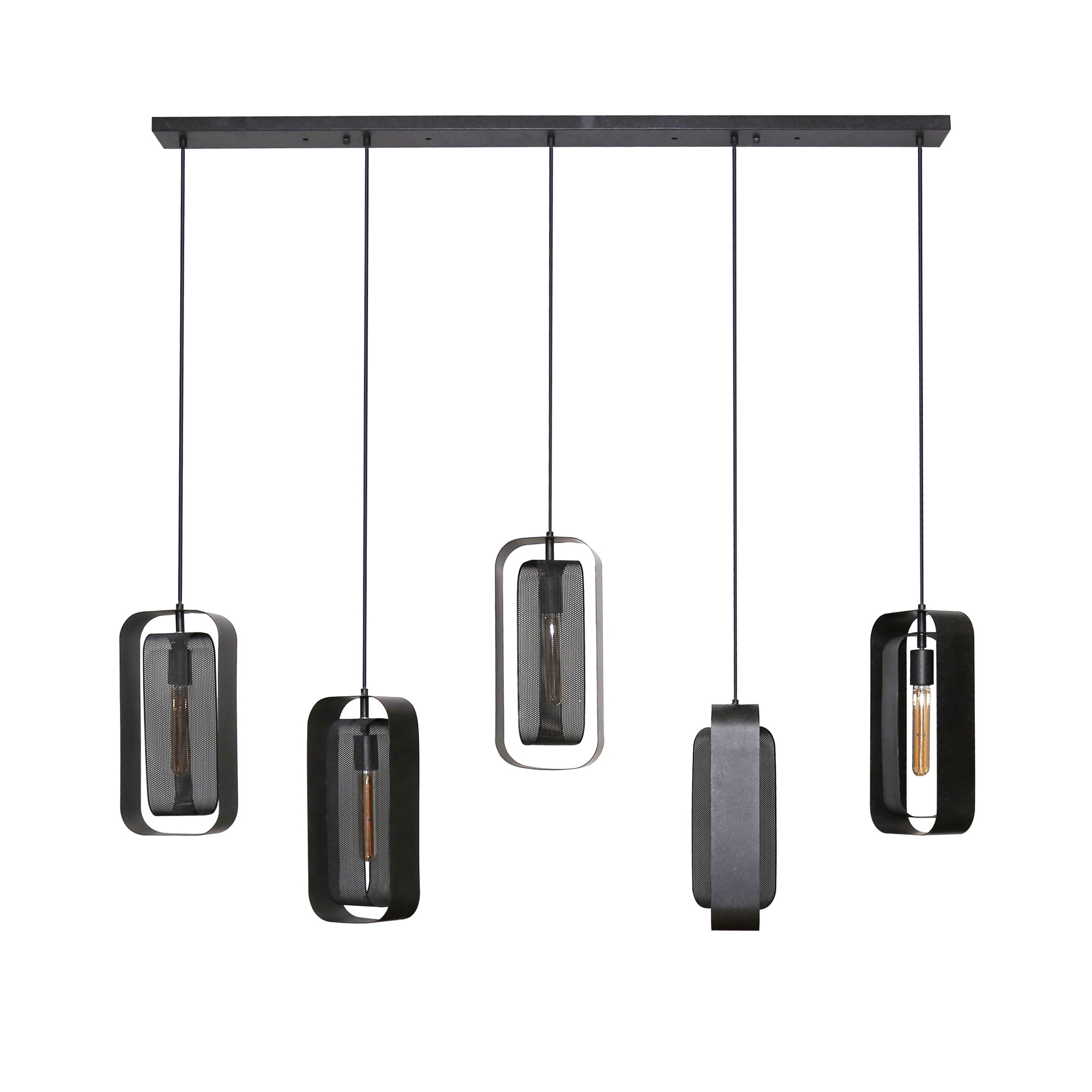 LifestyleFurn Hanglamp 'Allyse' 5-lamps, kleur Artic Zwart