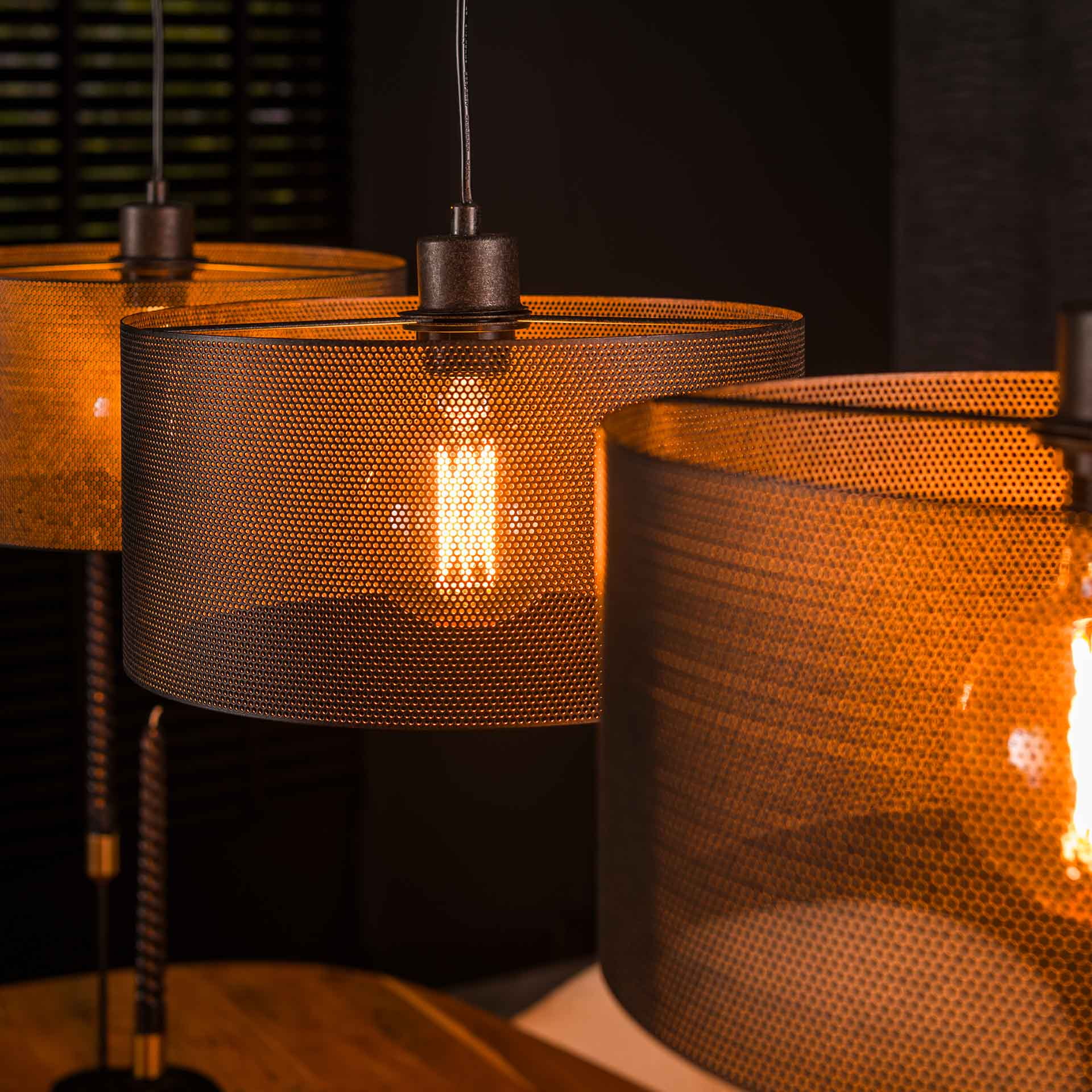 LifestyleFurn Hanglamp 'Samir' 3-lamps, kleur Artic Black