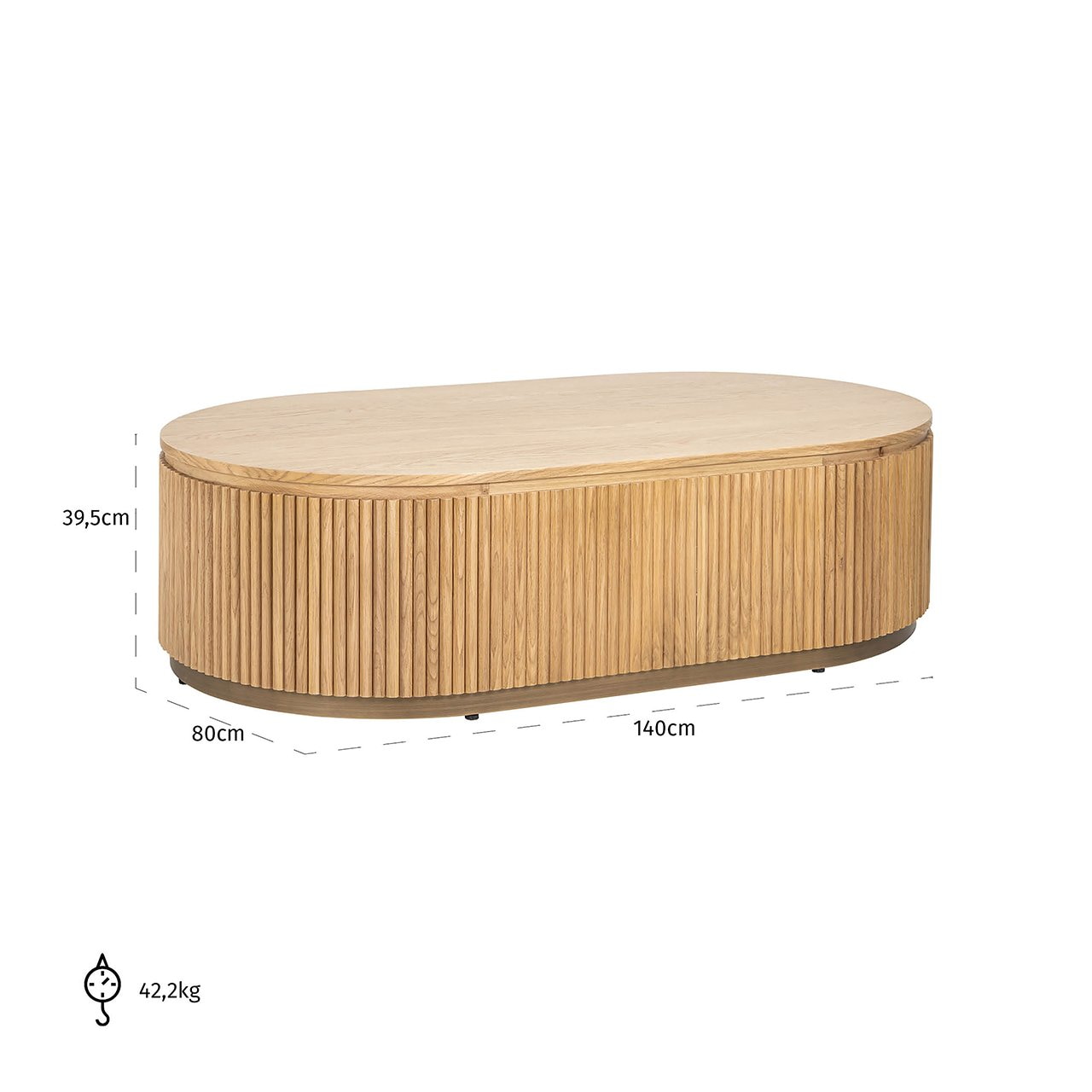 Richmond Ovale Salontafel 'Belfort' Eikenhout, 140cm