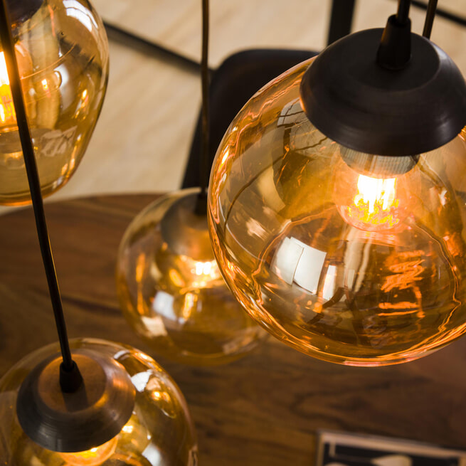 LifestyleFurn Hanglamp 'Frédéric' Glas, 5-lamps
