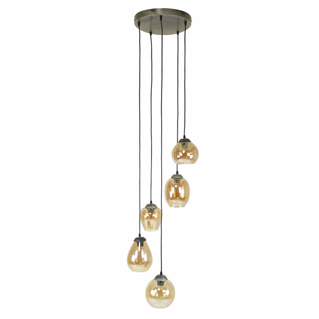 LifestyleFurn Hanglamp 'Frédéric' Glas, 5-lamps