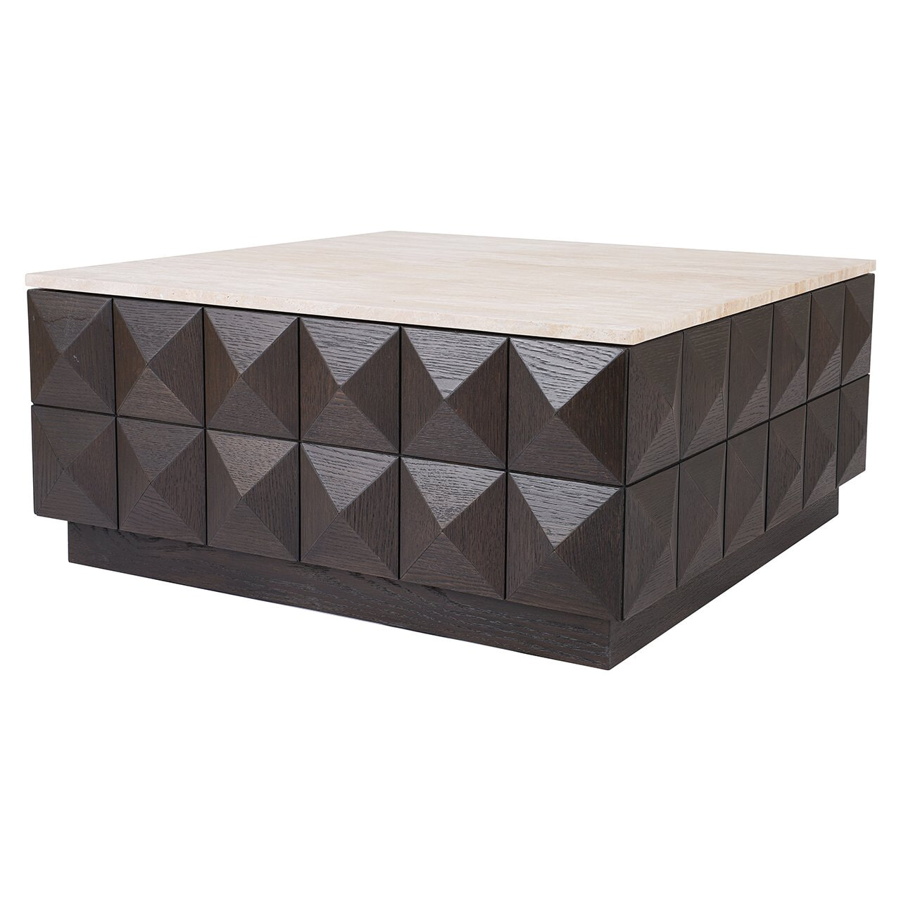 Richmond Salontafel Claremont Eiken en travertin, 90 x 90cm - Bruin