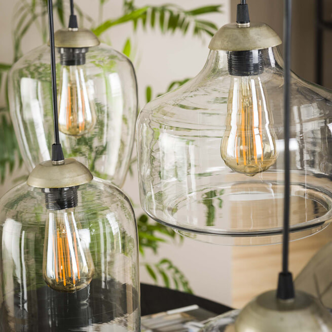 LifestyleFurn Hanglamp 'Aniel' Glas, 4-lamps