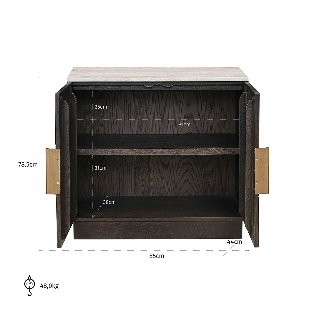 Richmond Dressoir 'Claremont' Eiken en travertin, 85cm