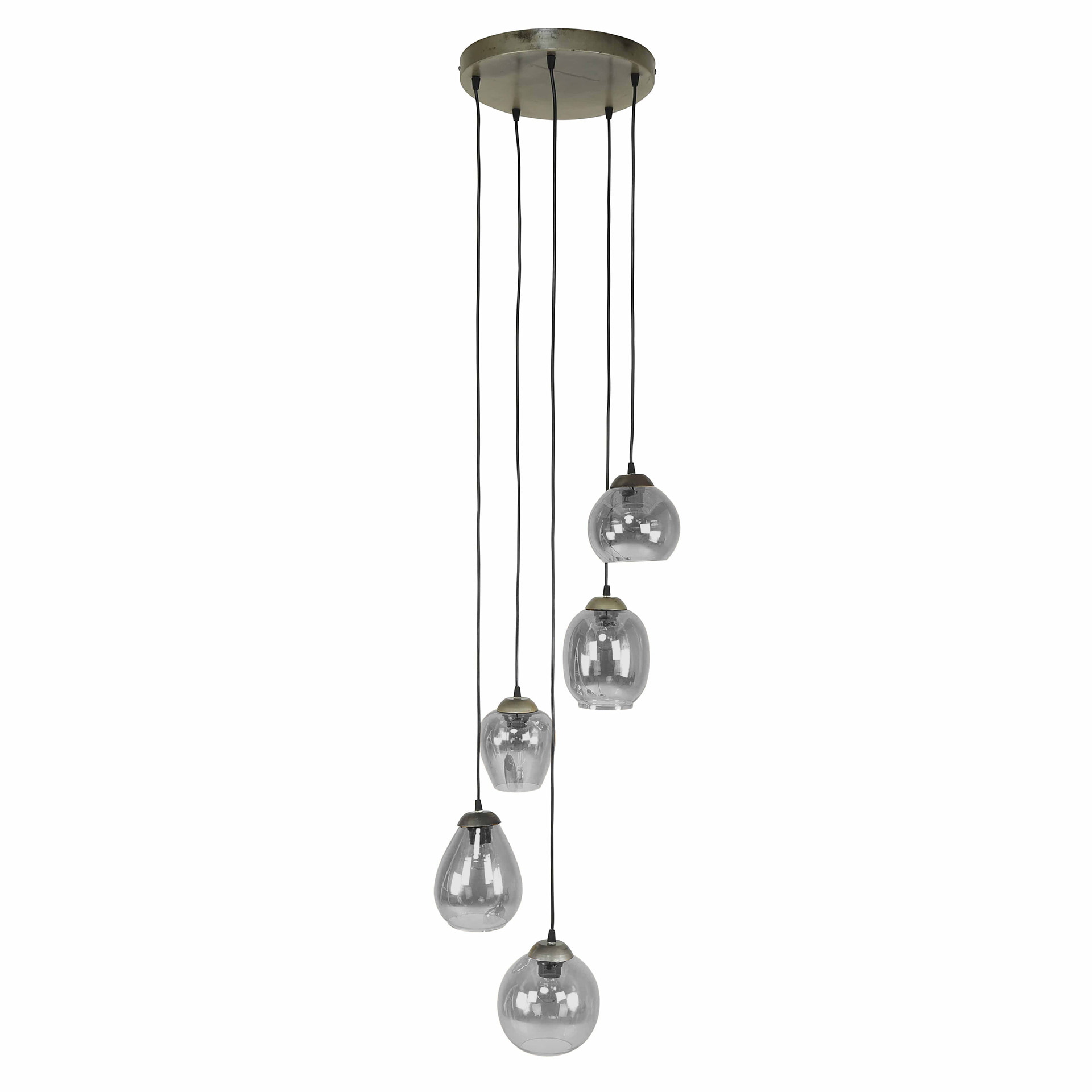 LifestyleFurn Hanglamp 'Francesco' 5-lamps, kleur Chromed Glas