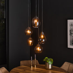 LifestyleFurn Hanglamp 'Francesco' 5-lamps, kleur Chromed Glas