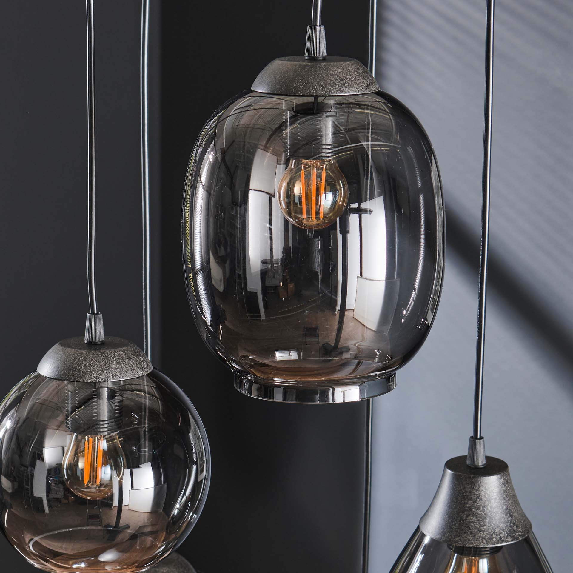 LifestyleFurn Hanglamp 'Francesco' 5-lamps, kleur Chromed Glas