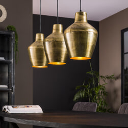 Hanglamp 'Palmas' kleur Oud Goud, 3-lamps