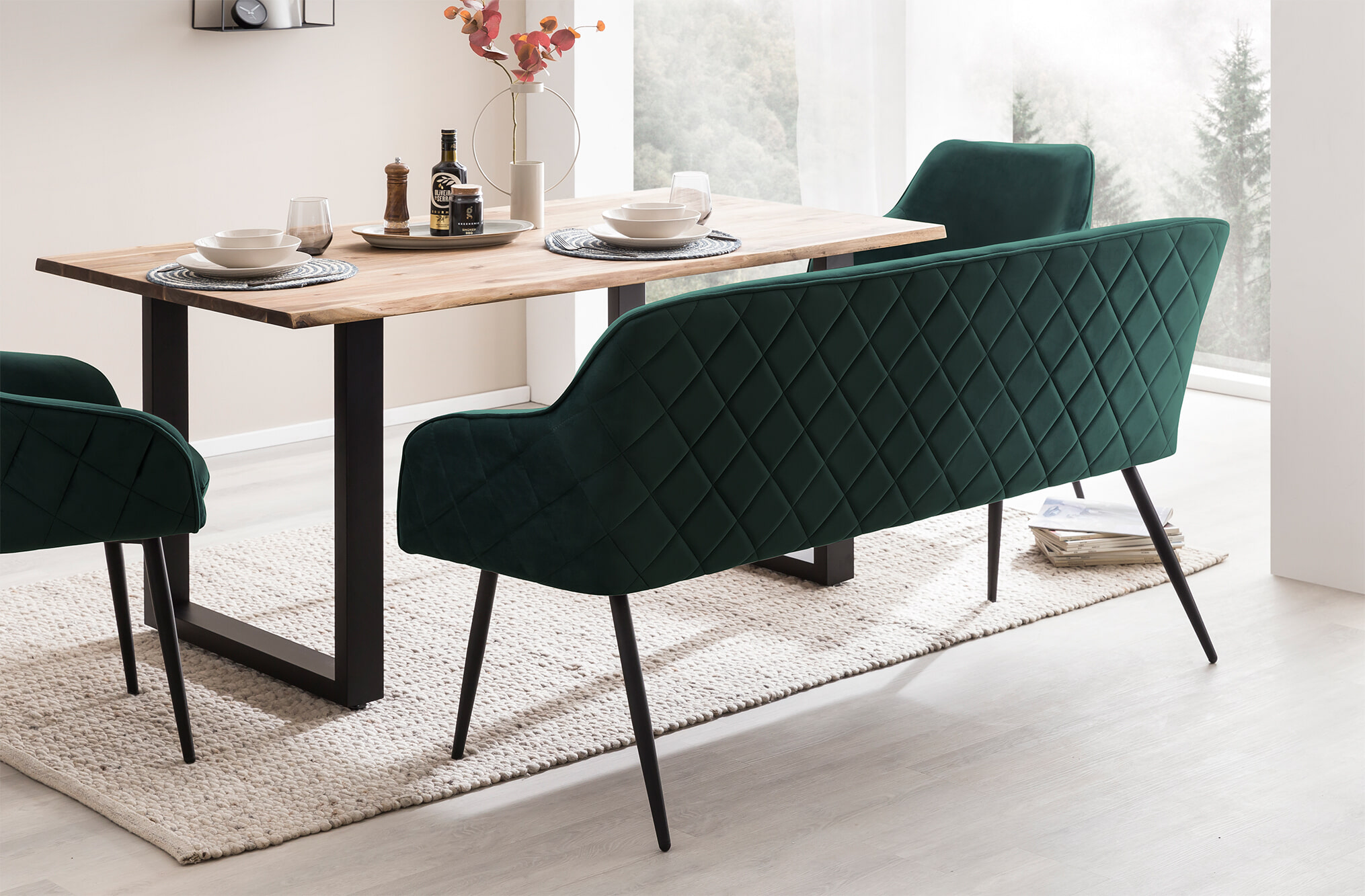 Artistiq Eetkamerbank 'Tynise' Velvet, kleur Groen