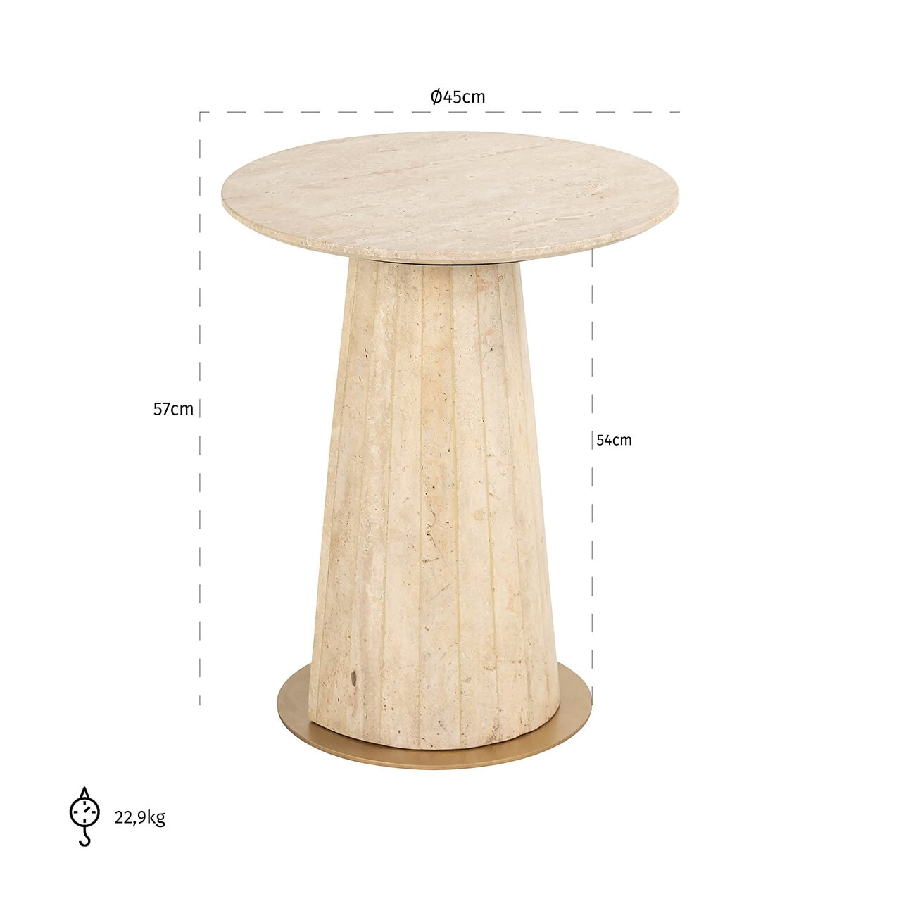 Richmond Ronde Bijzettafel 'Kibo' Marmer, 45cm
