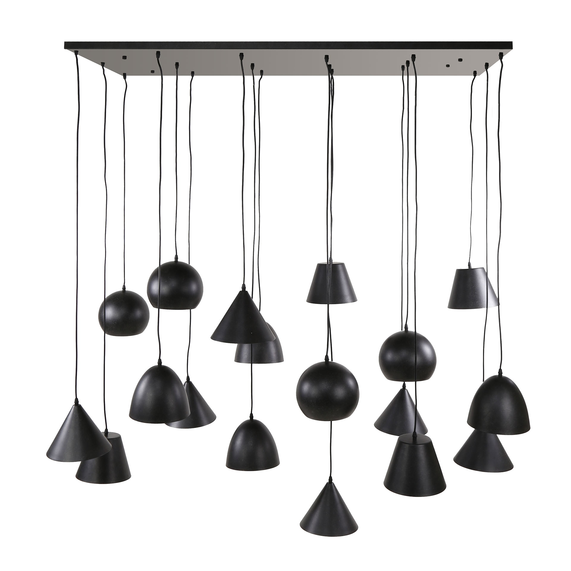 LifestyleFurn Hanglamp 'Shandell' Artic black, 18-lamps