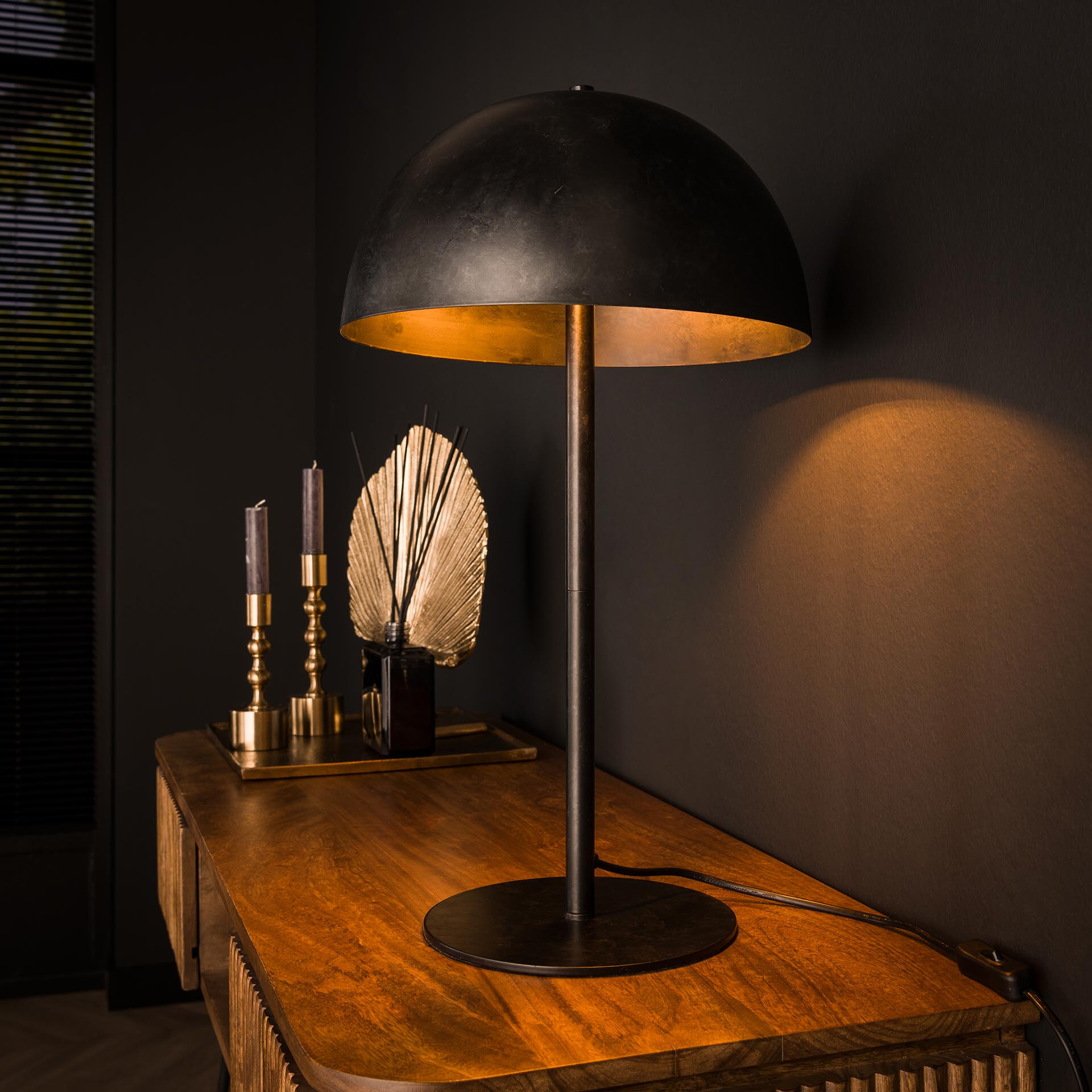 LifestyleFurn Tafellamp 'Favian' Metaal, 30cm, kleur Charcoal