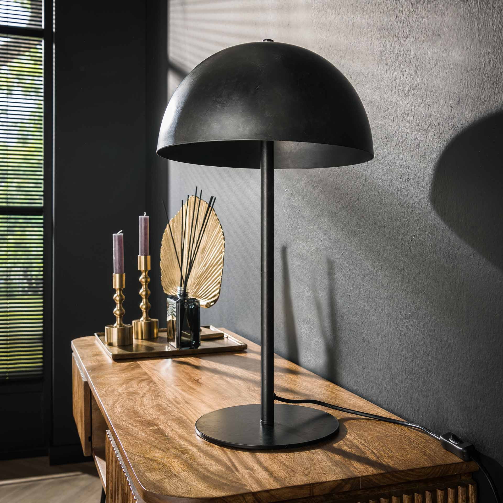 LifestyleFurn Tafellamp 'Favian' Metaal, Ø30cm, kleur Charcoal