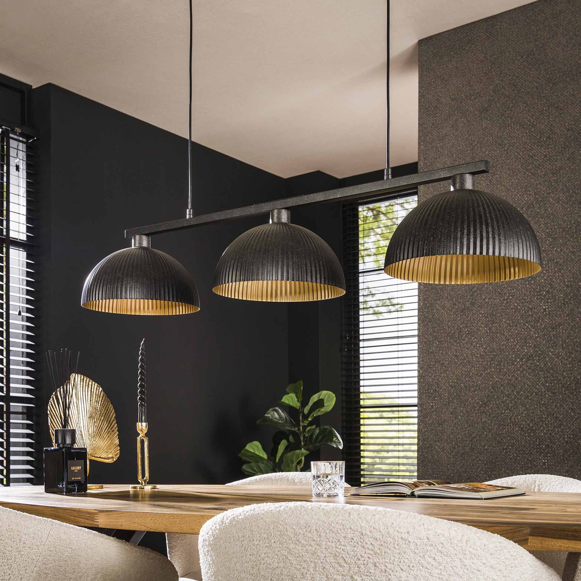 LifestyleFurn Hanglamp 'Zarinah' Artic black, 3-lamps