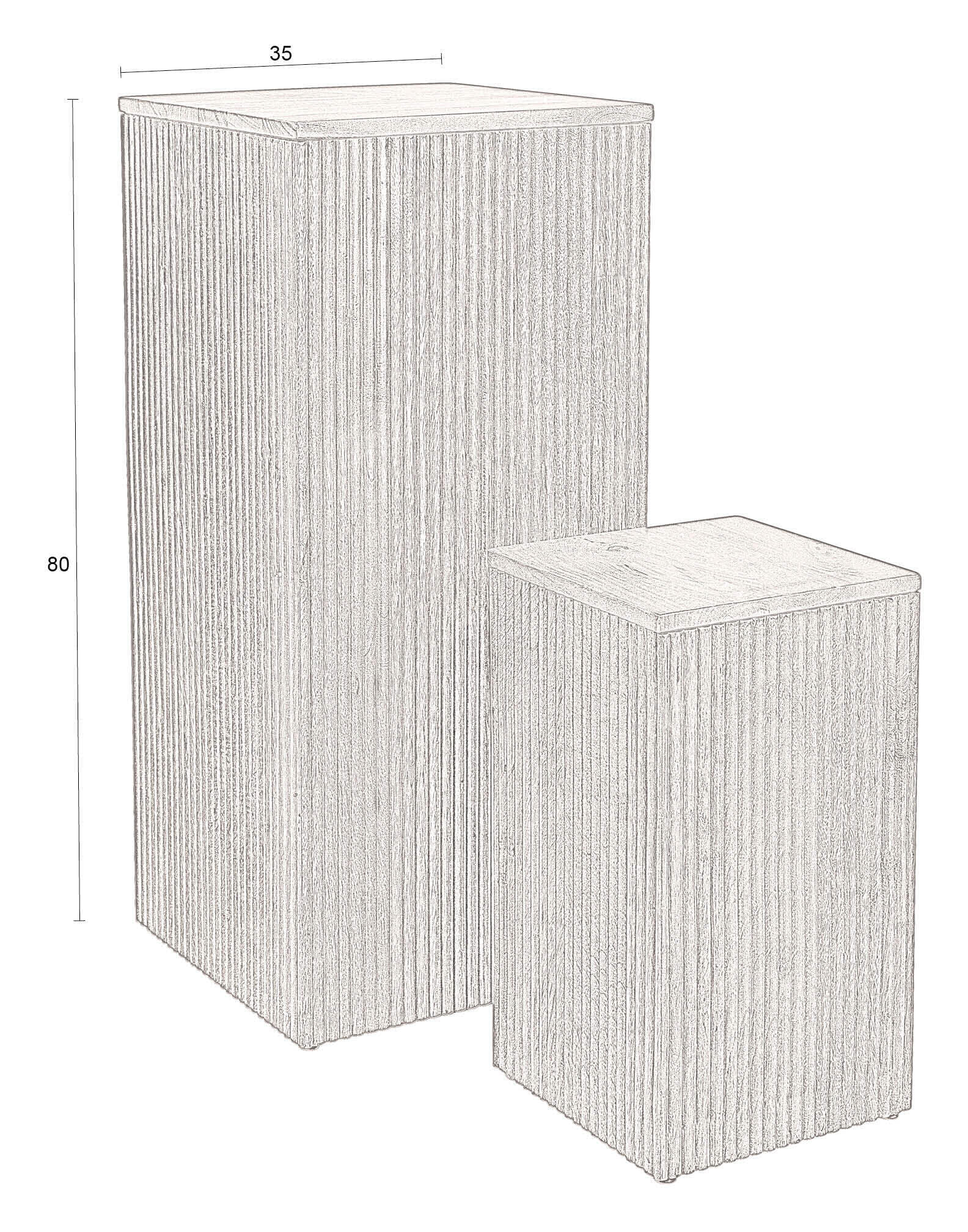 Dutchbone Plantenstandaard 'Ribble' Mangohout, Set van 2 stuks