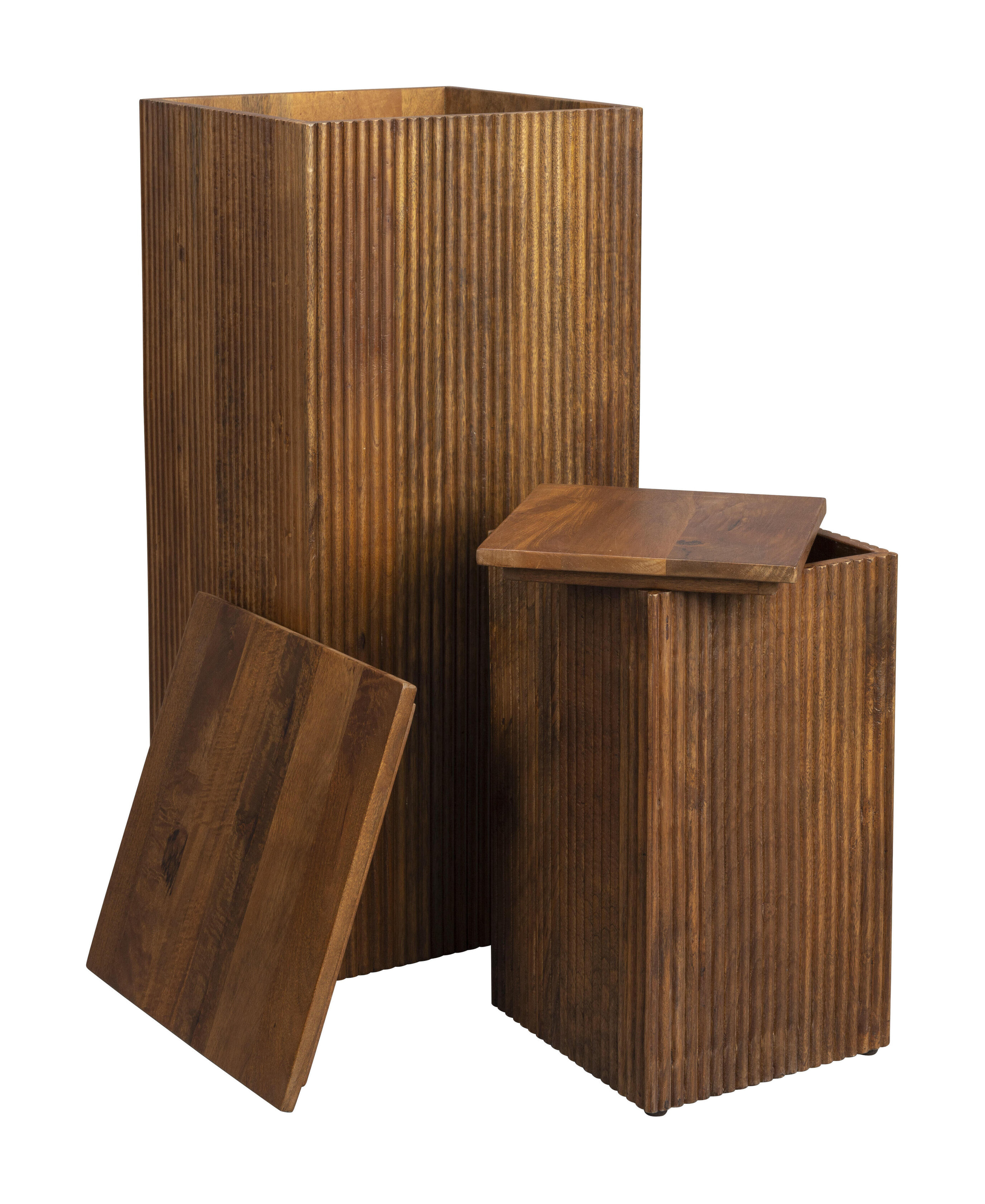 Dutchbone Plantenstandaard 'Ribble' Mangohout, Set van 2 stuks