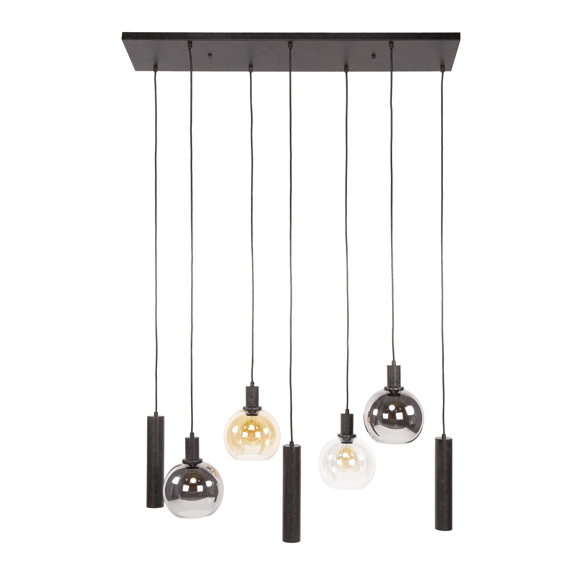 LifestyleFurn Hanglamp 'Janetta' Glas en metaal, 4+3-lamps