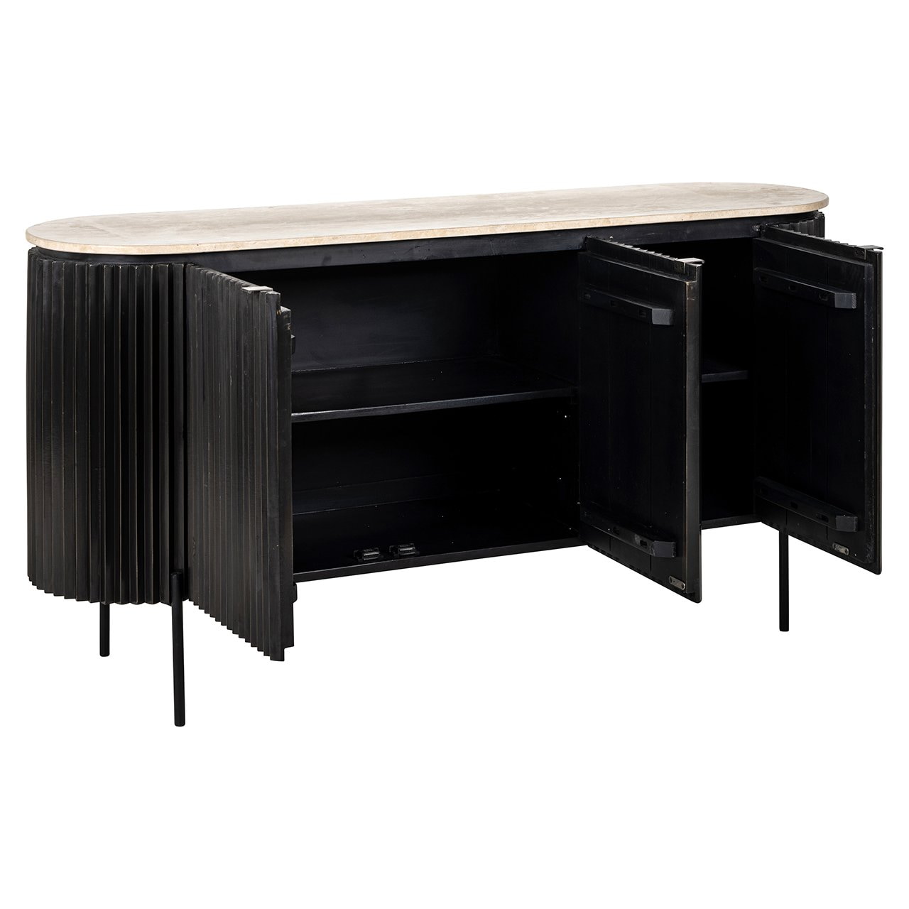 Richmond Dressoir 'Hampton' Travertin 160cm, kleur Dark Brown