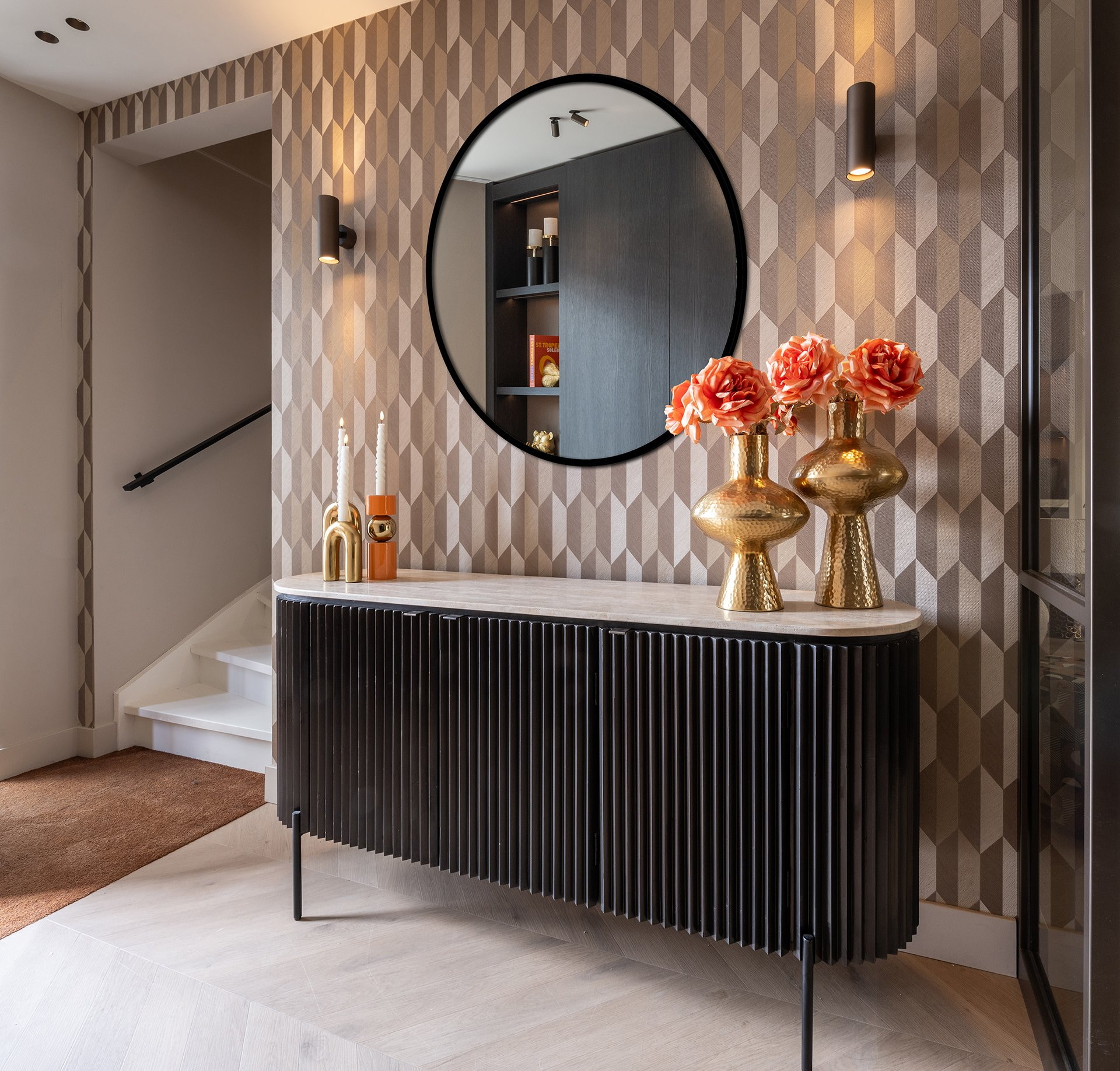 Richmond Dressoir 'Hampton' Travertin 160cm, kleur Dark Brown