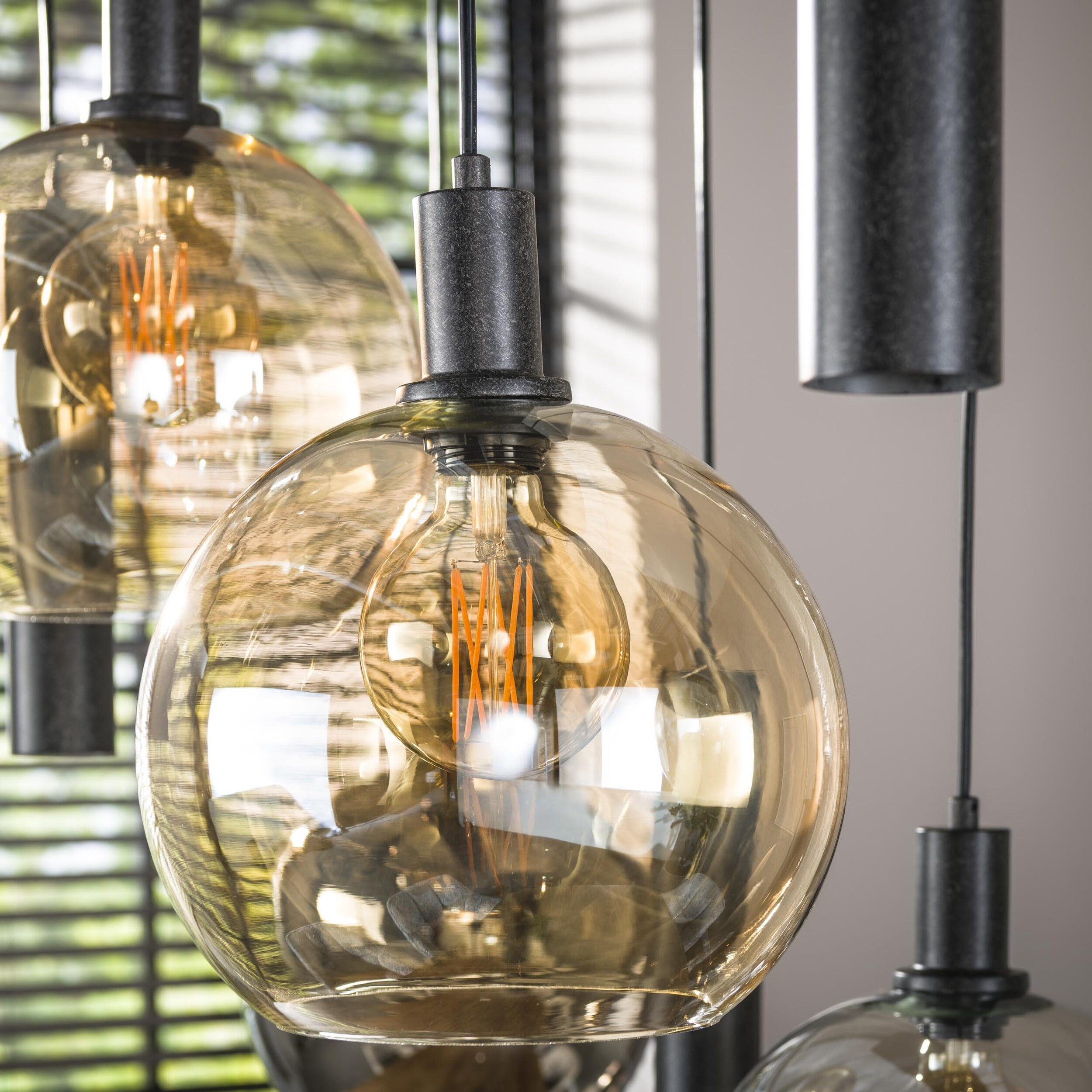 LifestyleFurn Hanglamp 'Janetta' Glas en metaal, 5+4-lamps