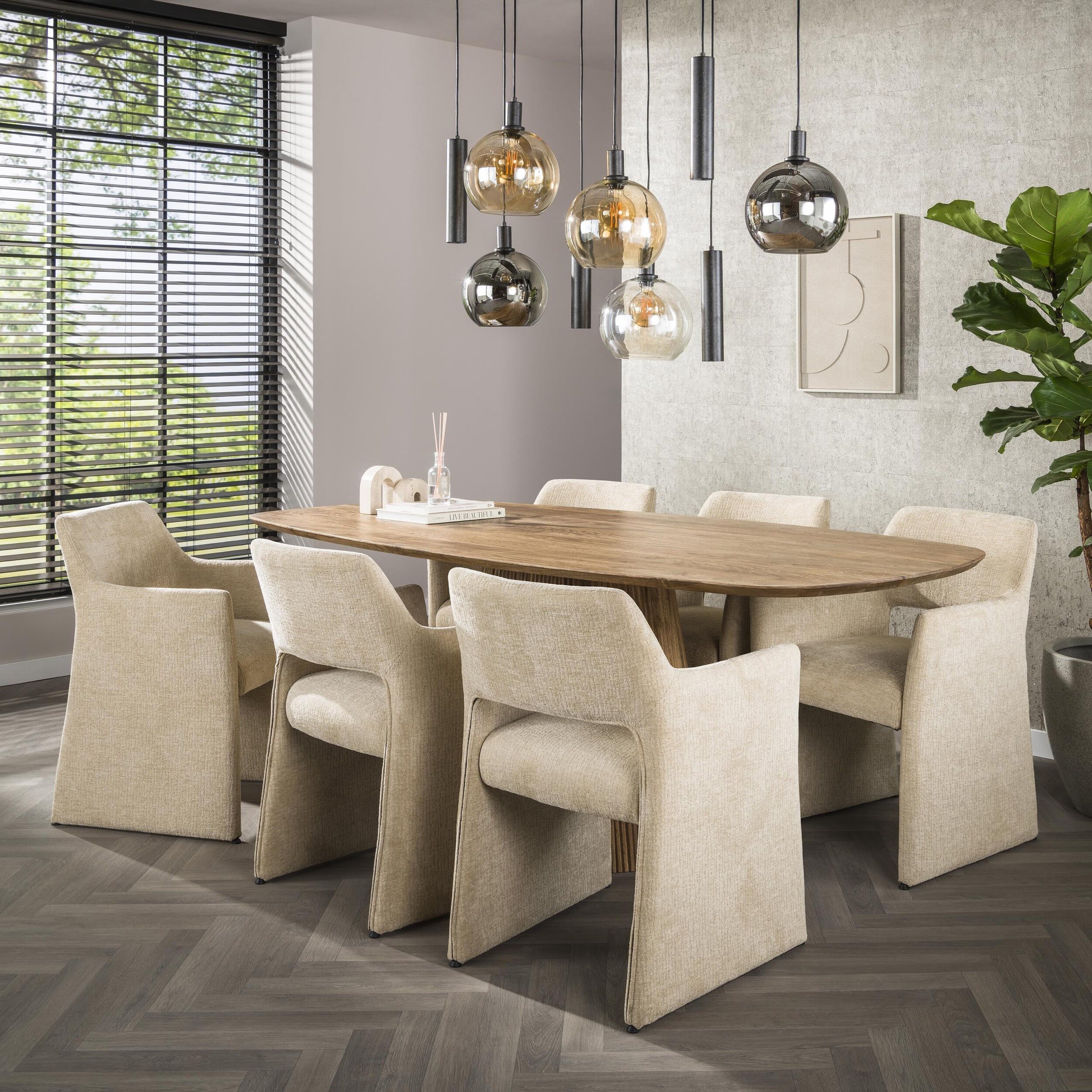 LifestyleFurn Hanglamp 'Janetta' Glas en metaal, 5+4-lamps