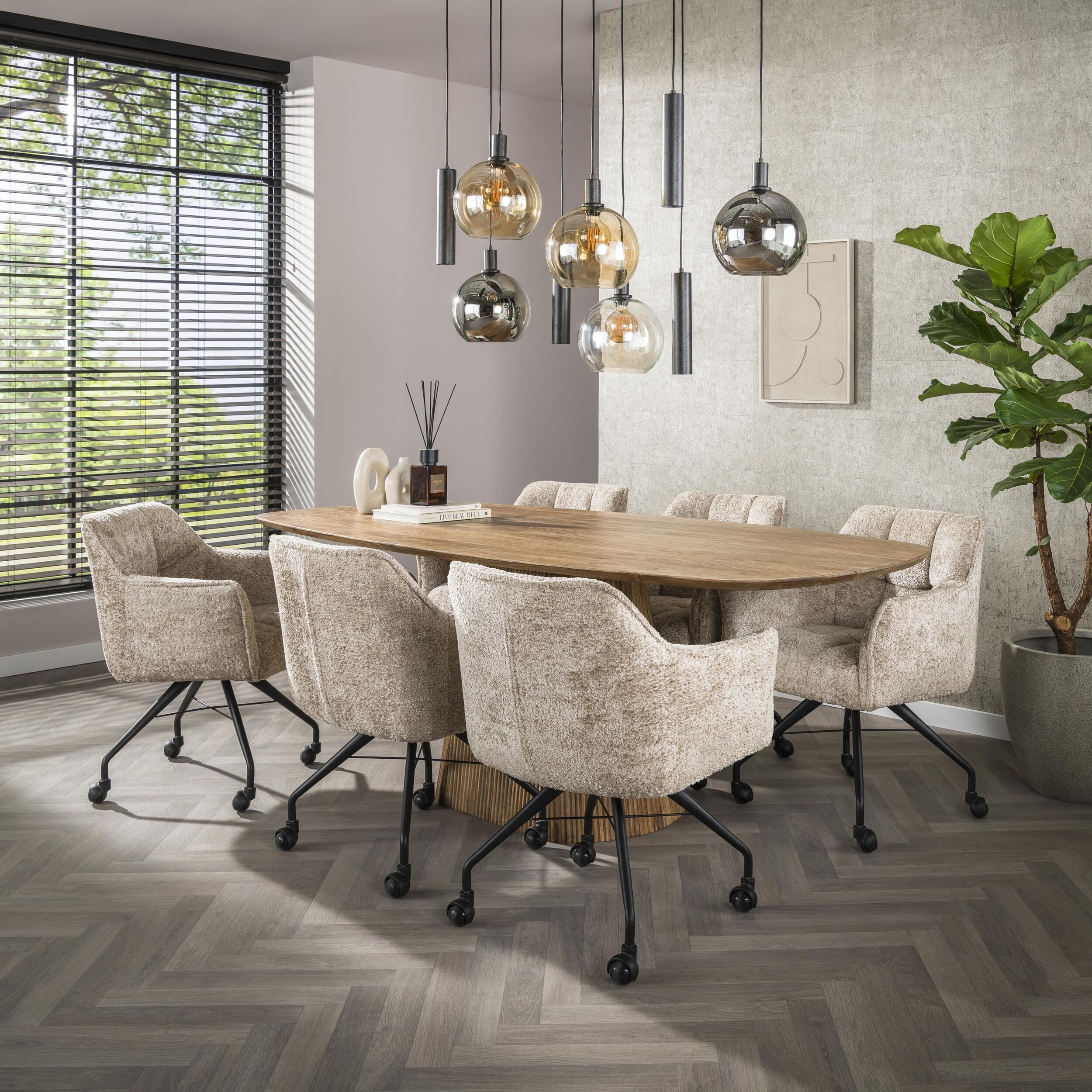 LifestyleFurn Hanglamp 'Janetta' Glas en metaal, 5+4-lamps