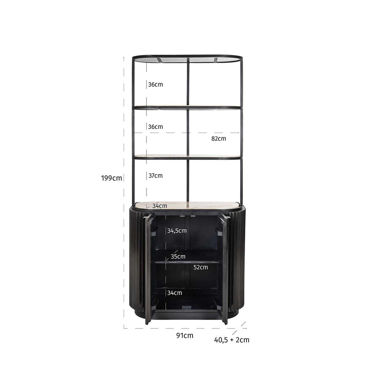 Richmond Wandkast 'Hampton' Travertin, 199 x 91 cm