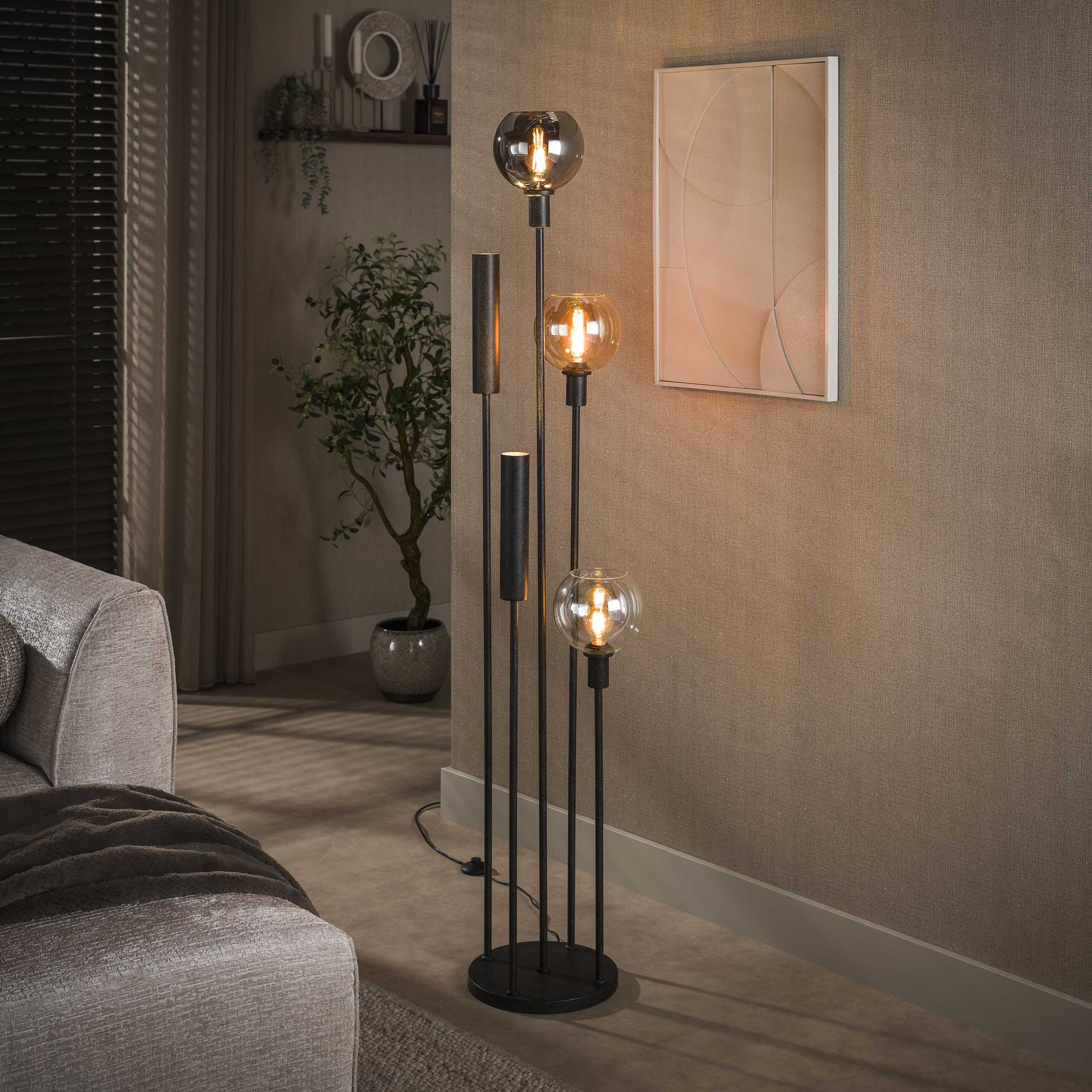 LifestyleFurn Vloerlamp 'Janetta' Glas en metaal, 5-lamps