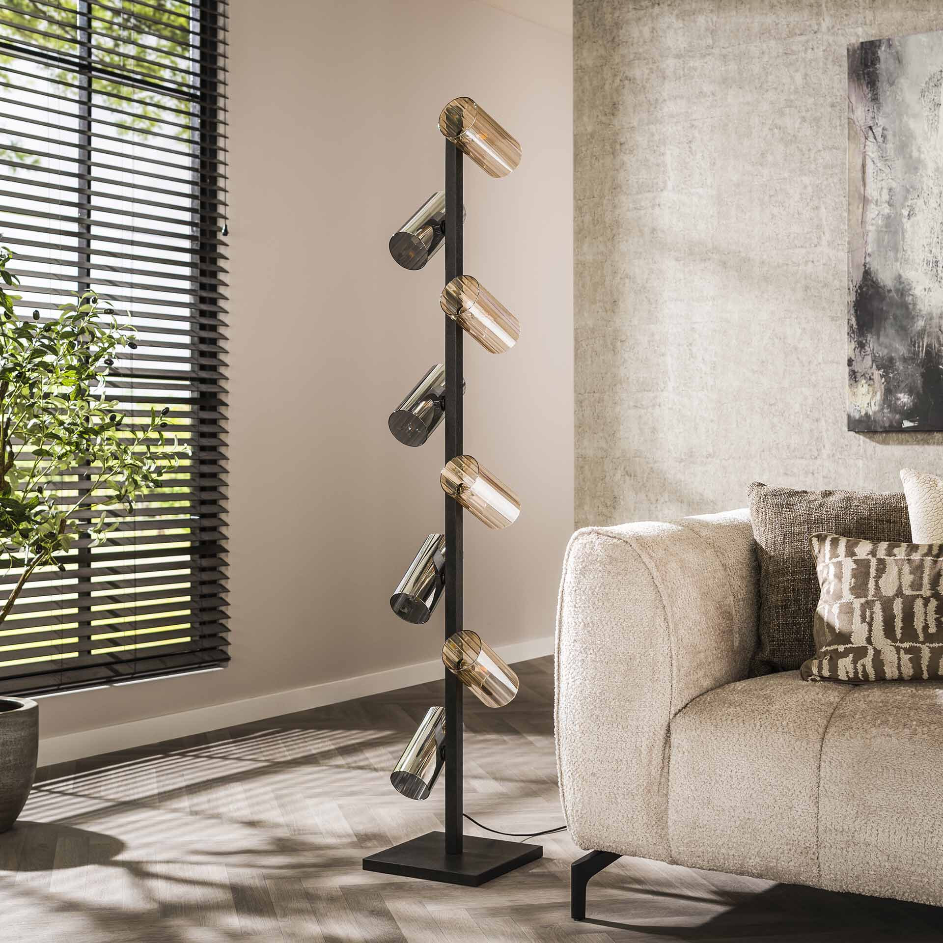 LifestyleFurn Vloerlamp 'Tee' 8-lamps, Mixed glas