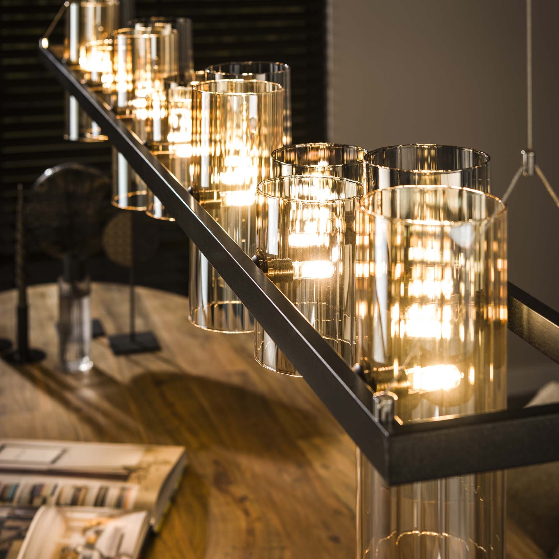LifestyleFurn Hanglamp 'Tee' 14-lamps, Mixed glas