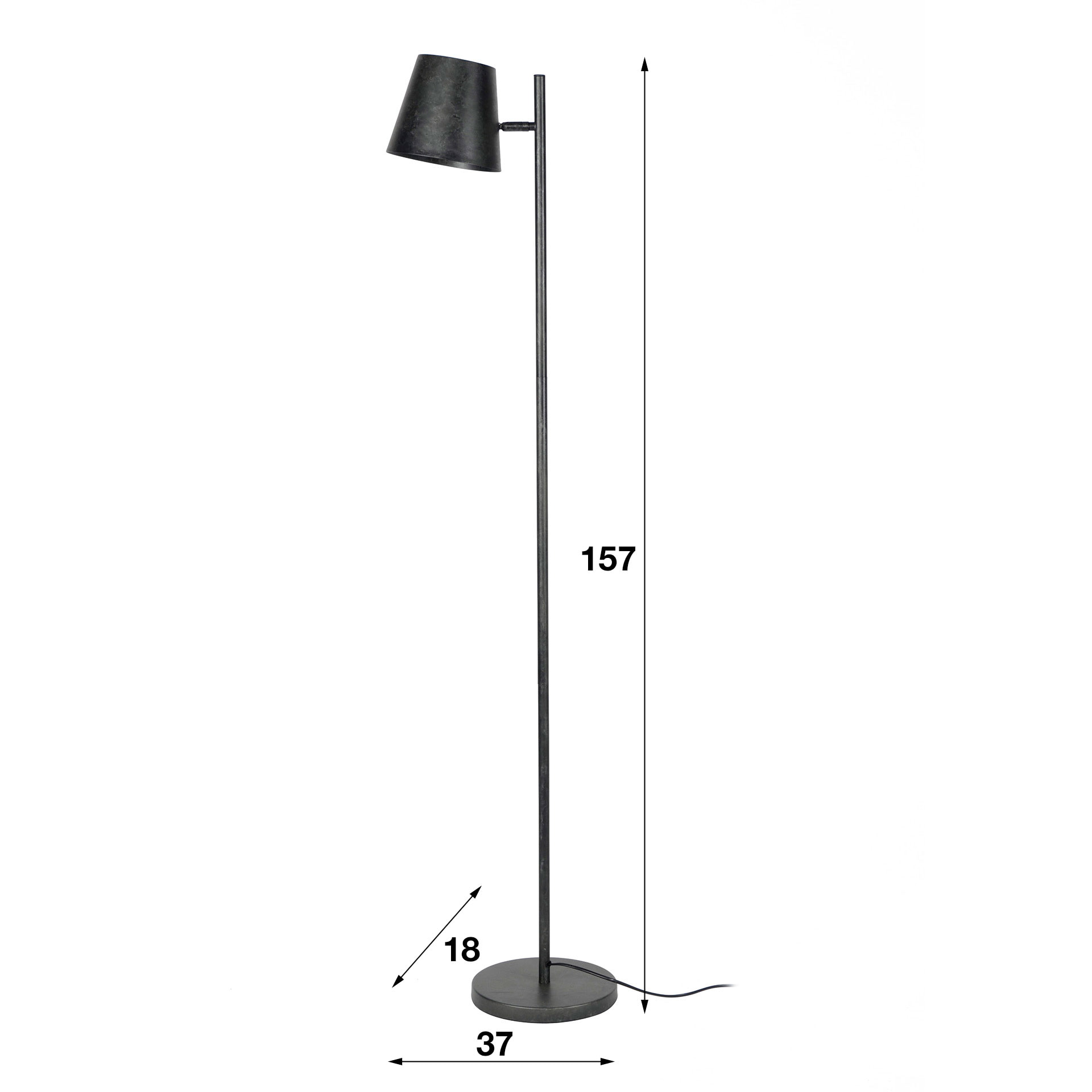 Vloerlamp 'Telly' 157cm, kleur Charcoal