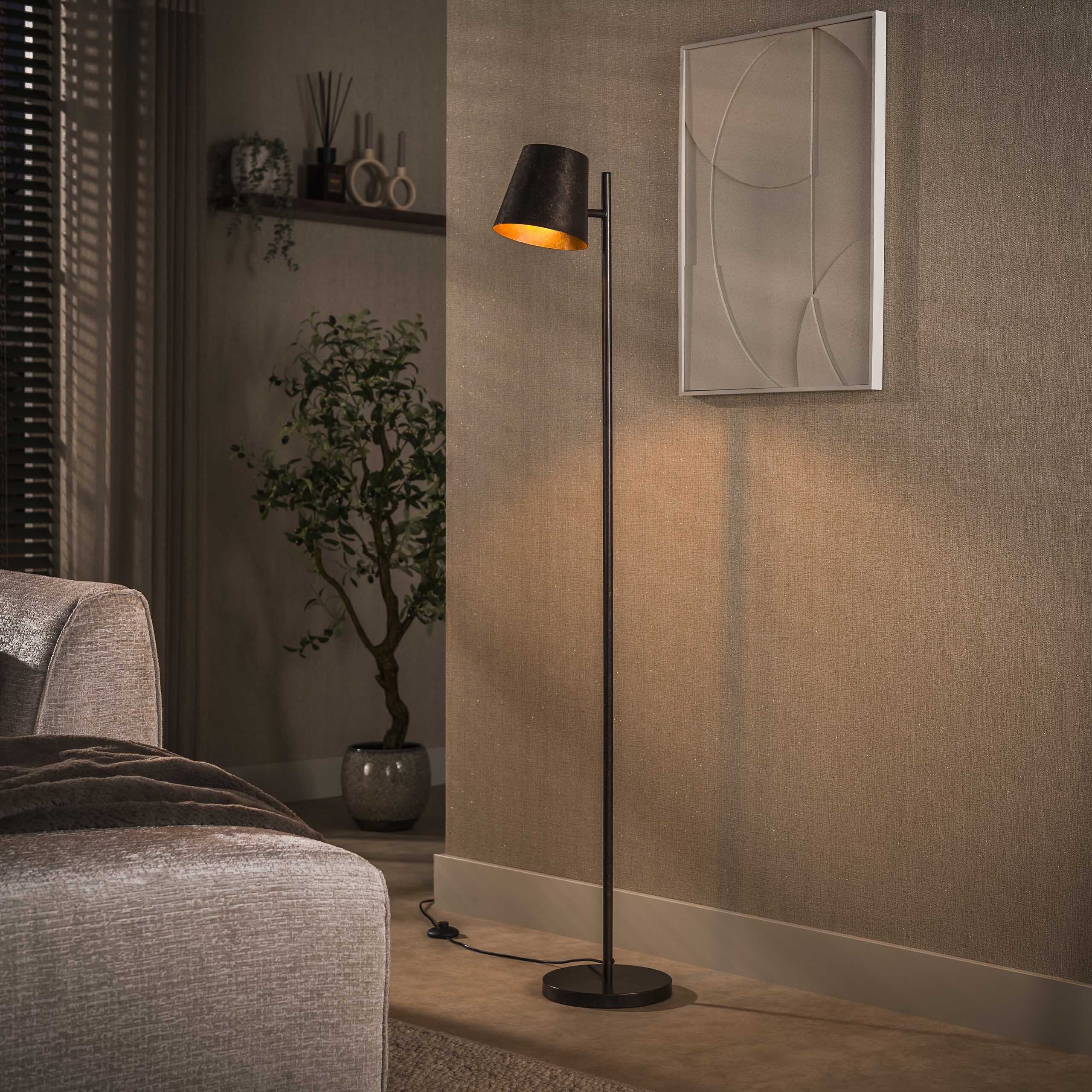 LifestyleFurn Verstelbare Vloerlamp Telly 157cm - Urban Bruin