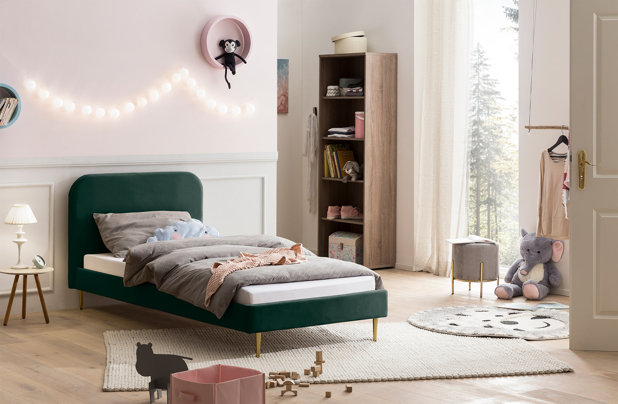Artistiq Bed 'Federico' Velvet, 90 x 200cm, kleur groen