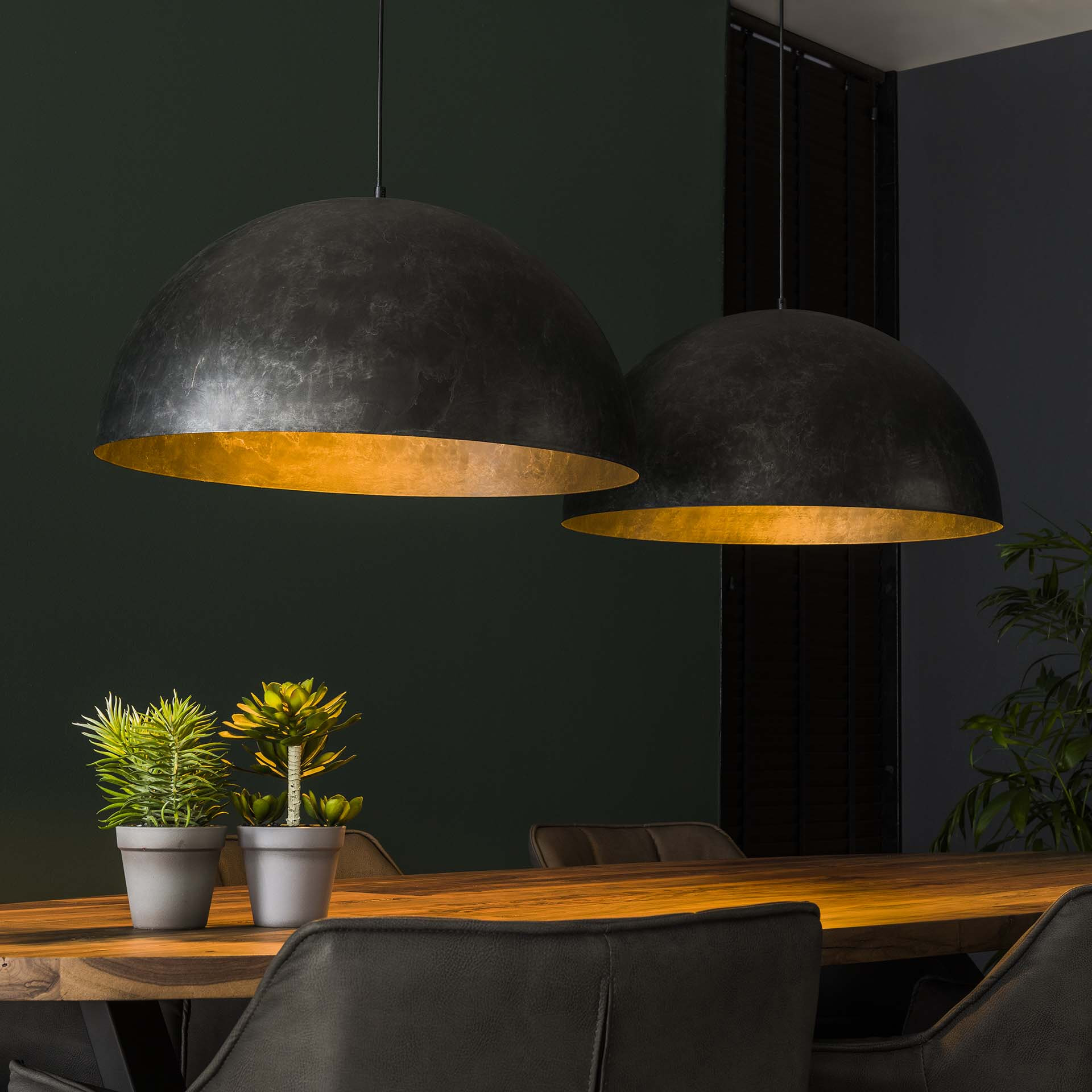 Hanglamp 'Dome' 2-lamps, Ø60cm, kleur Charcoal Hanglamp 'Dome' 2-lamps, Ø60cm, kleur Charcoal